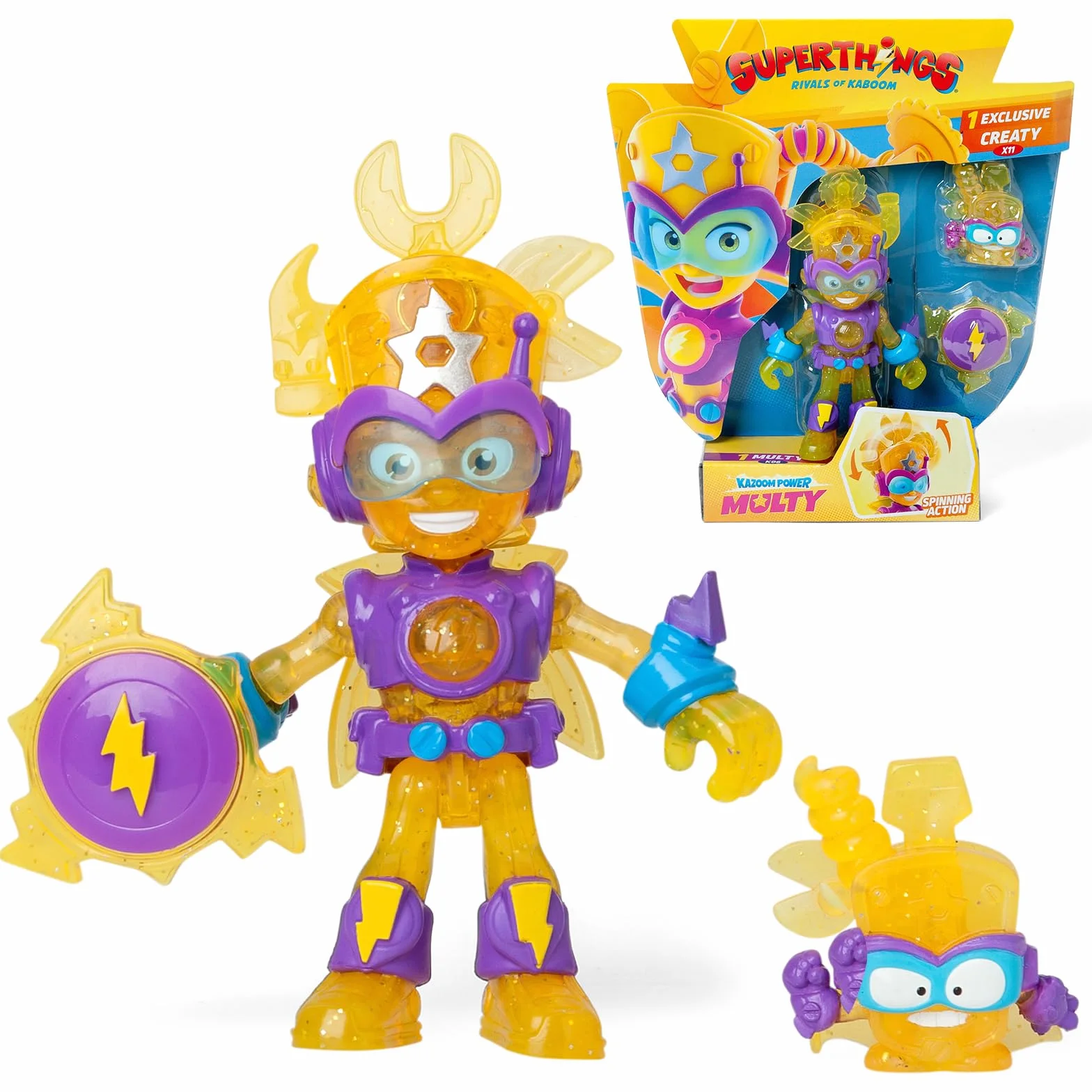 SUPERTHINGS KAZOOM Power Mission – Kazoom Kids. Figurka Multy z serialu TV „SuperThings Kazoom Power”. Zawartość: 1 Kazoom Kid, 1 ekskluzywny SuperThing, 1 akcesorium