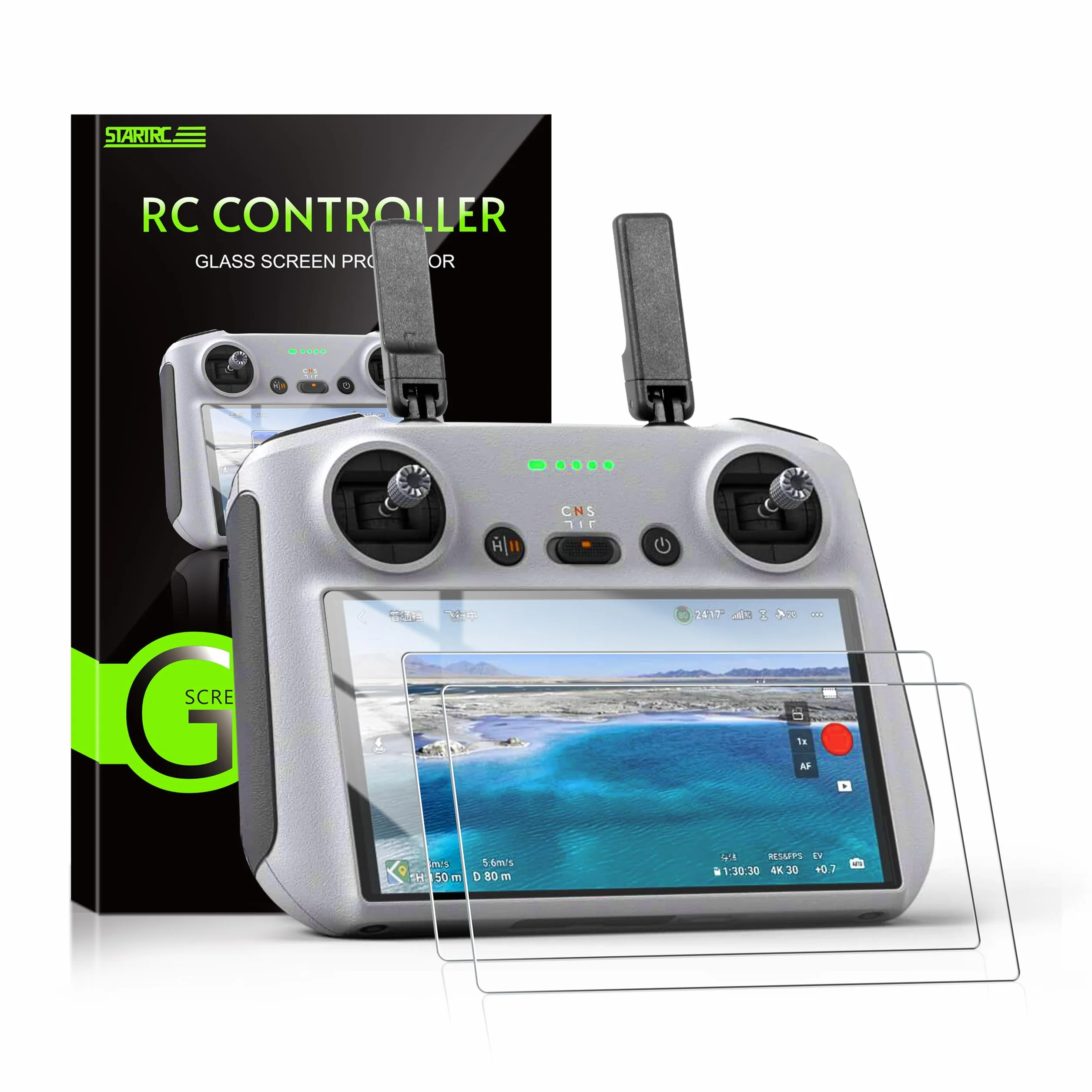 STARTRC Mini 4 Pro antyodblaskowa, matowa folia ochronna ze szkła hartowanego, do pilota zdalnego sterowania DJI Mini 3 Pro/RC/RC 2, akcesoria (2 sztuki)