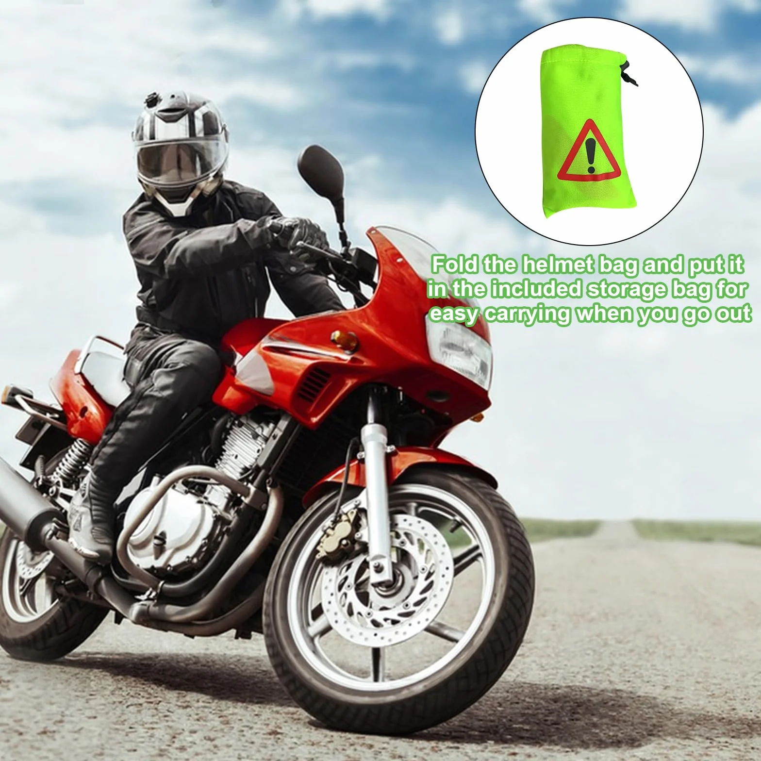 Trójkąt ostrzegawczy na kask motocyklowy, worek na kask, znak ostrzegawczy, torba na kask, trójkąt ostrzegawczy, powłoka kasku do zabezpieczenia przed wypadkiem, oznakowanie miejsc zagrożenia