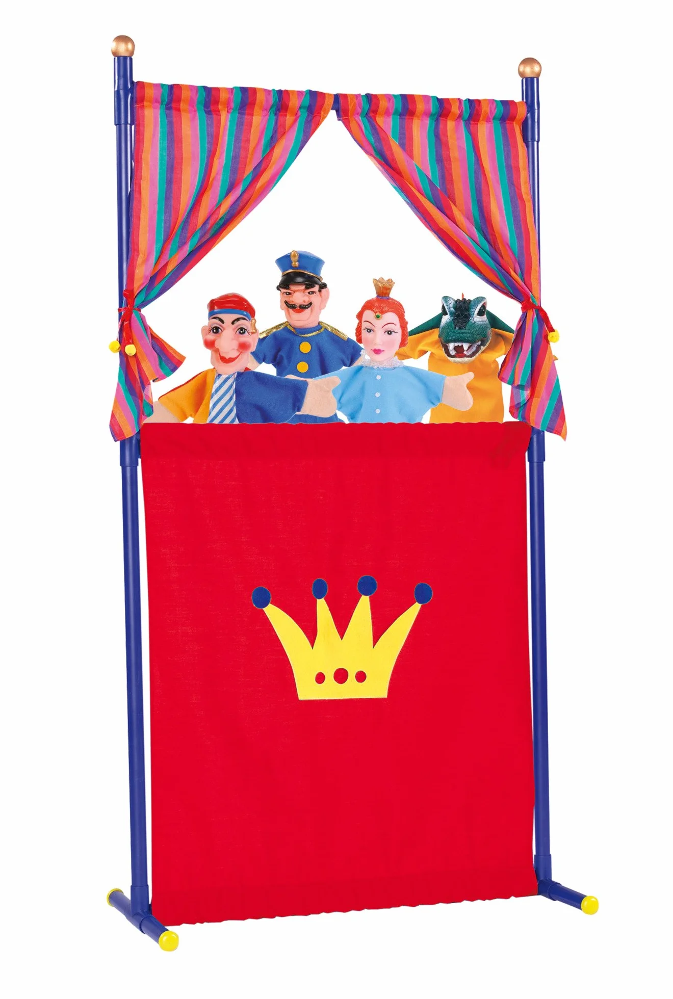 Simba 104586783 - teatr lalek, 4 pacynki, plastikowa rama, kasperl, księżniczka, krokodyl, policjant, 5 części, głowa 10 cm, 132 cm, od 5 lat