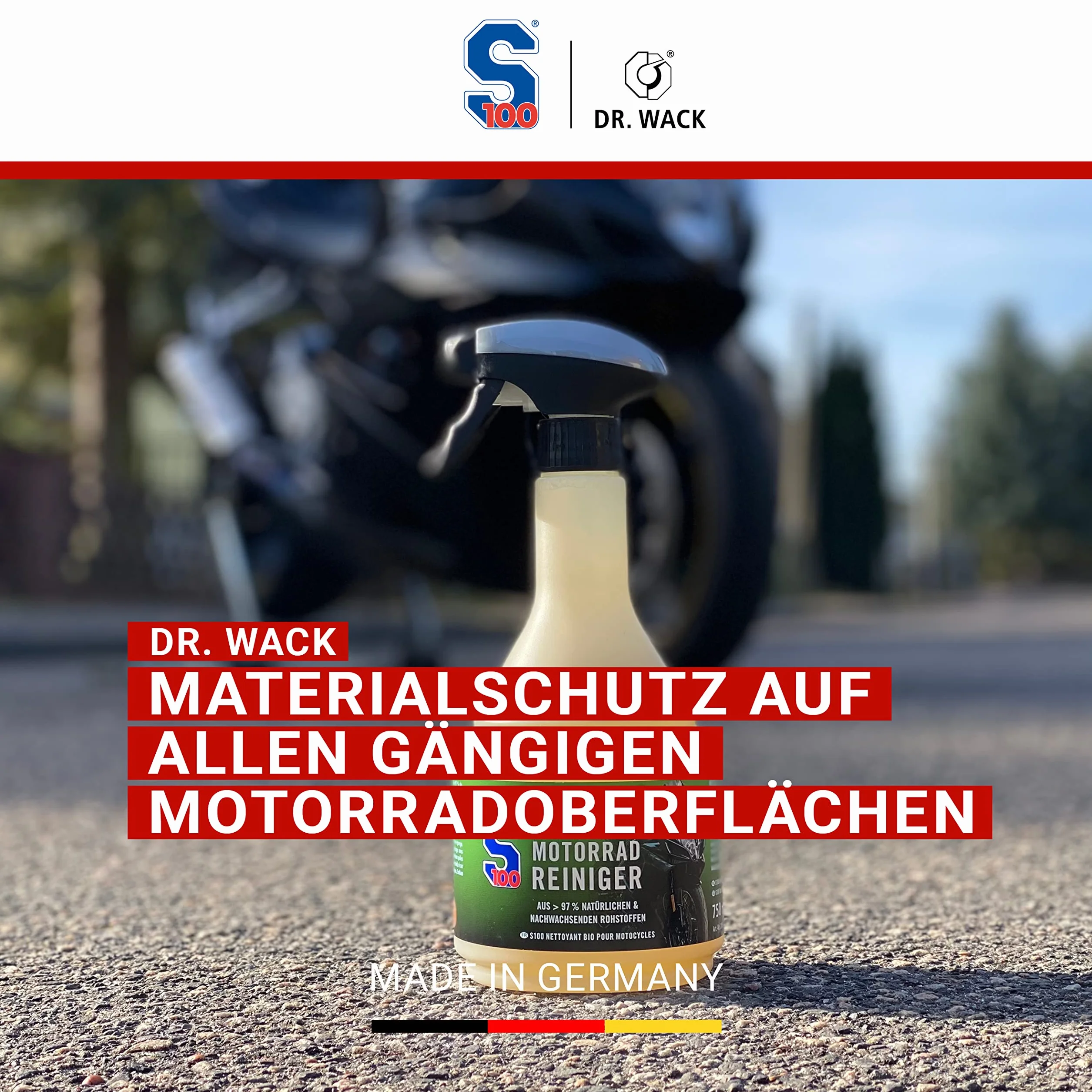DR. WACK S100 Bio środek czyszczący do motocykli 750 ml – skuteczne czyszczenie bez pozostawiania śladów – ekologiczny środek czyszczący do motocykli – biodegradowalny i bezpieczny dla materiału –