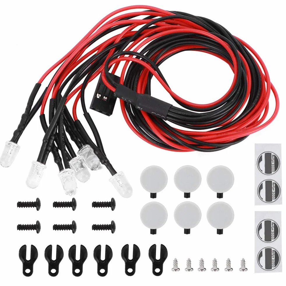 Światła dachowe RC, długowieczne zdalne sterowanie LED Crawler Oświetlenie bagażnika samochodowego RC Okrągły abażur Akcesoria Pasuje do Traxxas Trx4 / SCX10 II 90046 90047 1/10 RC Car (6LED)