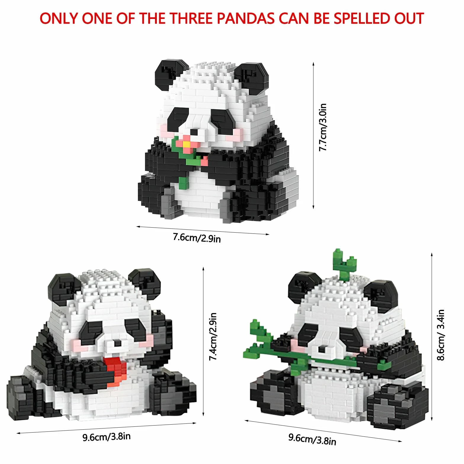 TNSLAND Panda 3 w 1, zestawy klocków konstrukcyjnych, klocki ze zwierzętami, figurki, zabawka konstrukcyjna dla dzieci od 6 lat (A)