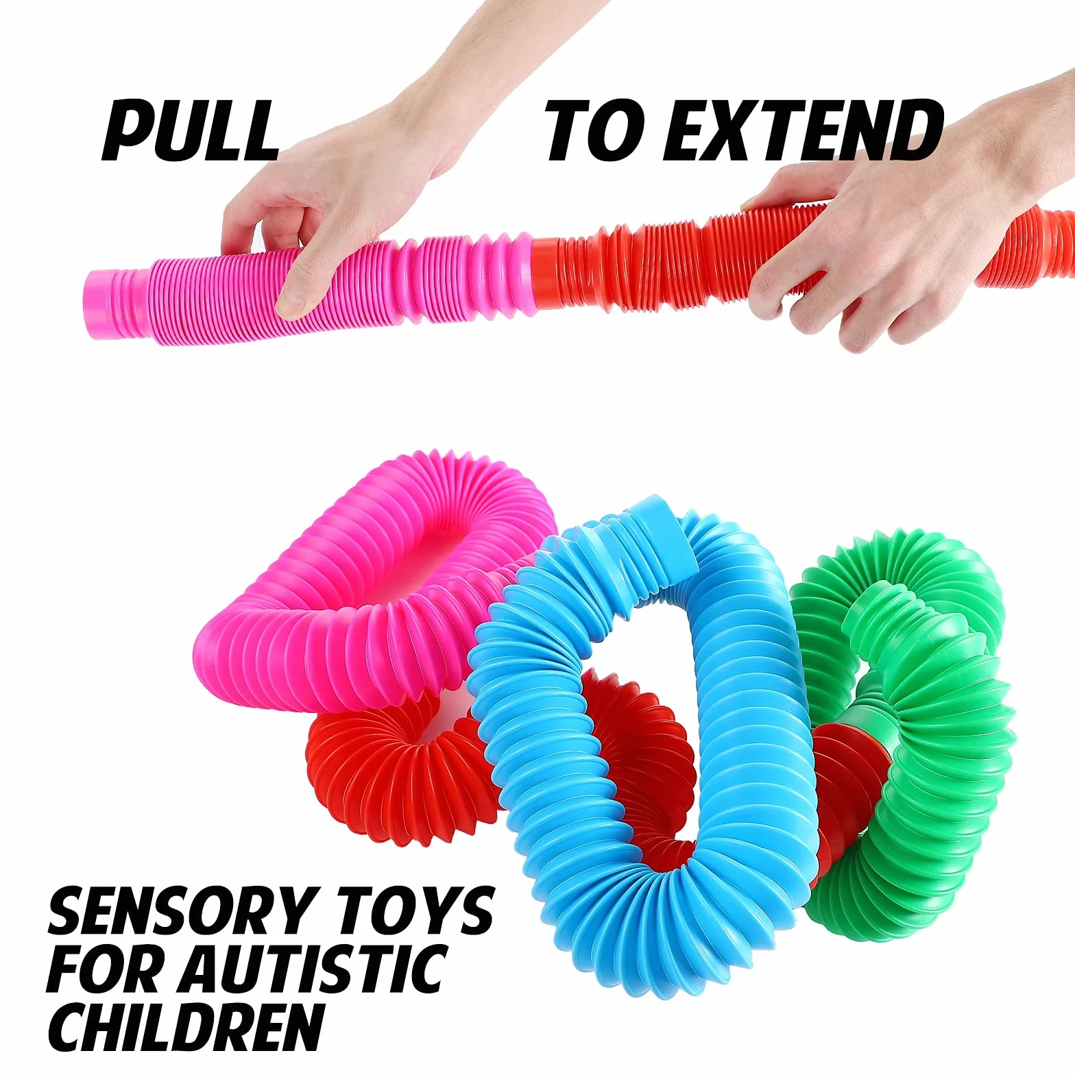 Fidget Pop Tube zabawki dla dzieci i dorosłych, 4 sztuki bardzo duże pop wielokolorowy tuby (toobs) sensoryczna zabawka