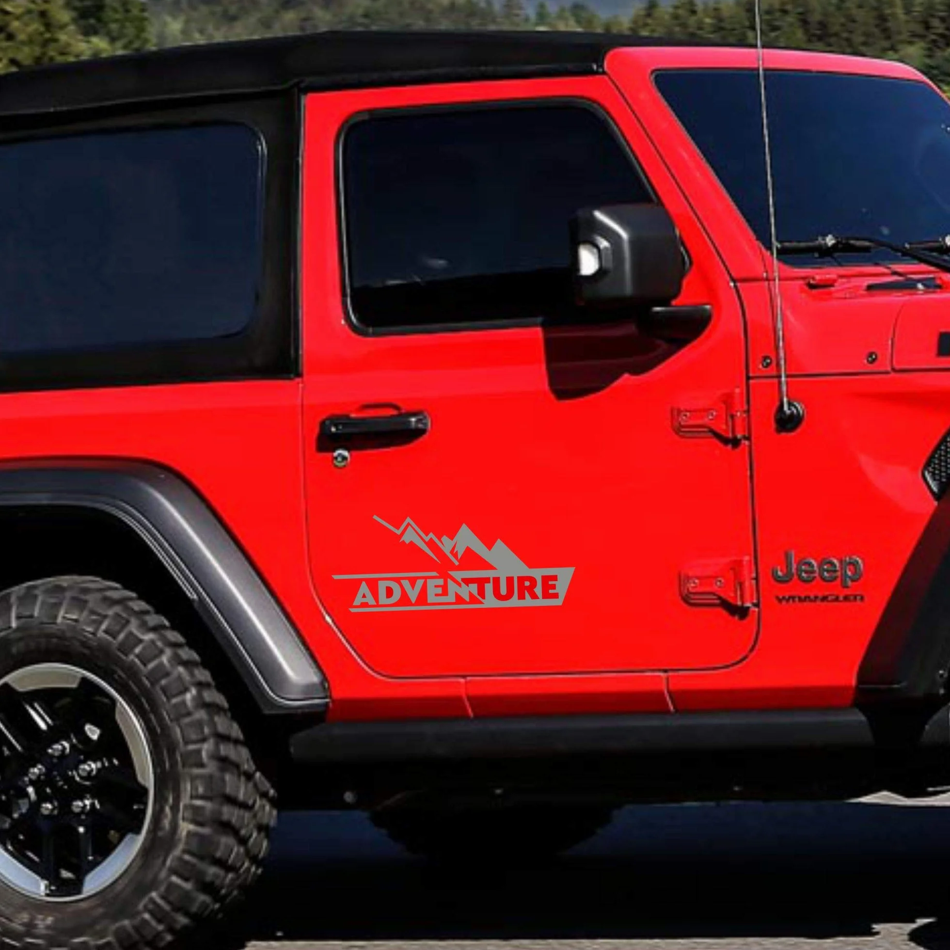 Naklejki Adventure 4x4 Off Road 19x11,5 cm Zestaw 2 Sztuk Winylowe Odporne na Deszcz i Słońce Srebrny