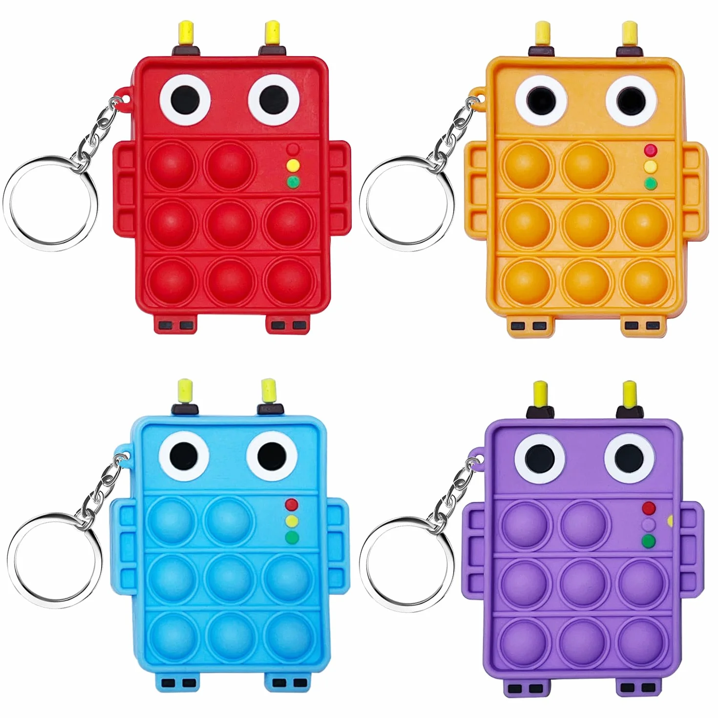 4 szt. Mini Pop Push It Fidget Zabawka Breloczek, kolorowy silikonowy bąbelek bąbelkowy Pop Zabawki sensoryczne, wyciskanie Silikonowy Pop Bubble Autyzm, zabawki antystresowe dla dzieci