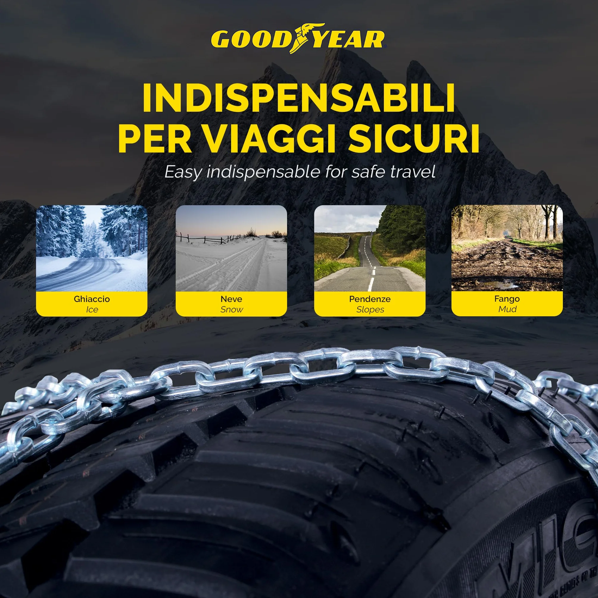 Goodyear Catene da Neve G9 9 mm Omologate TUV GS Onorm Misura 090
