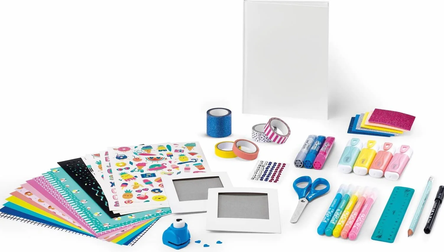 Maped Creativ - Scrapbooking - Kompletny zestaw aktywności, z ponad 50 akcesoriami i materiałami Maped, w tym 1 notatnikiem i 2 polaroidowymi ramkami do zdjęć do dekoracji - od 7 lat