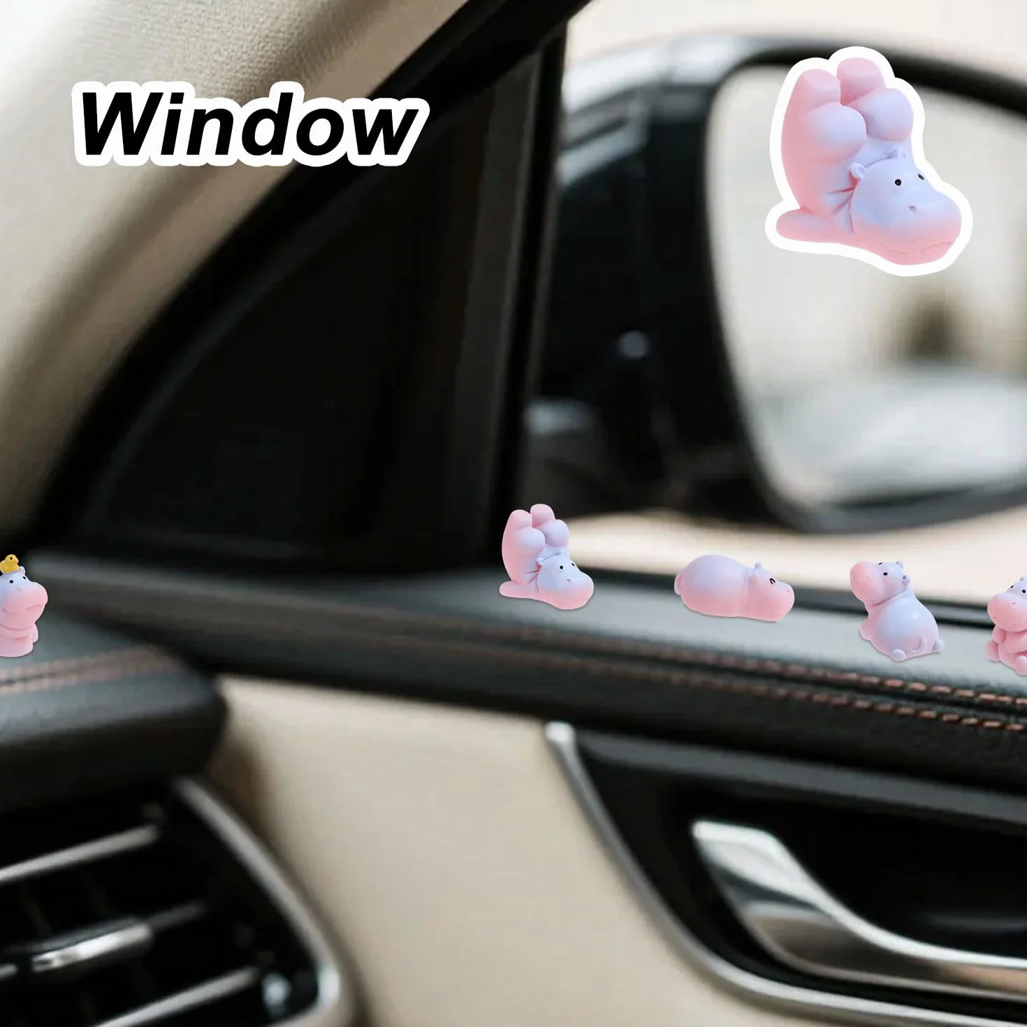 Lyreh 6szt Mini Hipopotam, 6 Rozmiarów Żywicy Słodkiej Deski Rozdzielczej Samochodu Miniaturowe Dekoracje Hipopotama Małe Zabawne Zabawki Ozdobne Praktyczne Dekoracje do Salon Biuro Samochód