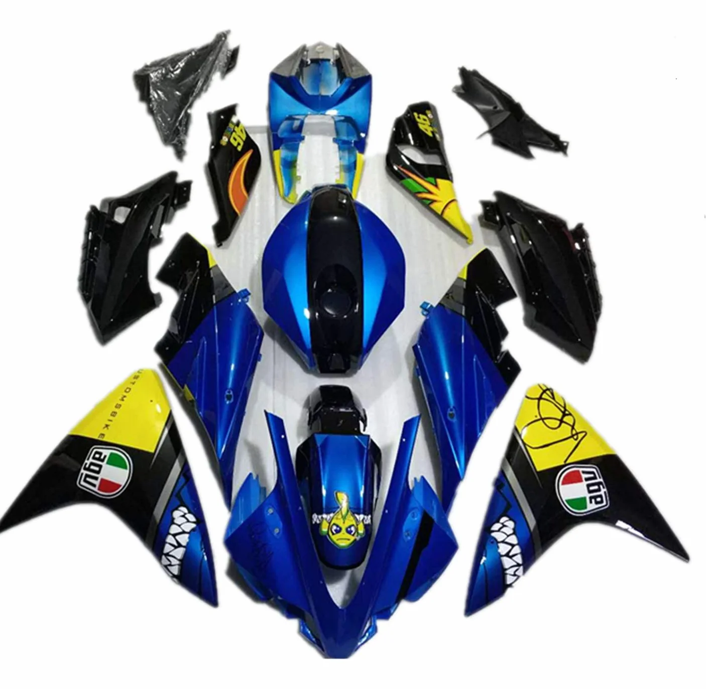 Owiewki nadwozia, tworzywo sztuczne ABS, wtryskowe, na motocykl, wstępnie wywiercone otwory, kompletny zestaw do Yamaha R125 2008-2013 (F Blue)