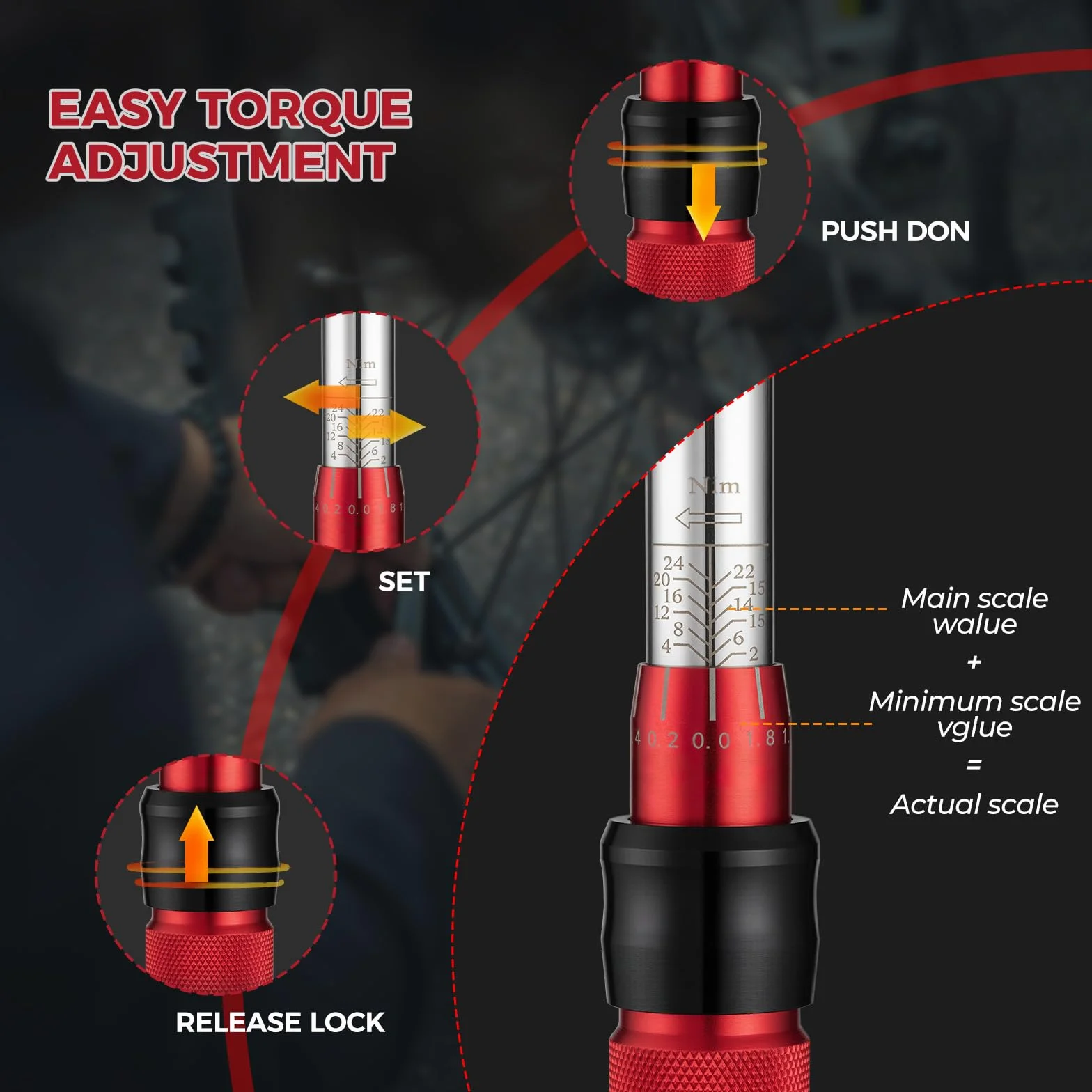 ROCKBROS Zestaw kluczy dynamometrycznych 2-24 Nm, 1/10,2 cm, podwójny kierunek, grzechotka 72-zębowa, 12 bitów i przedłużenie H5