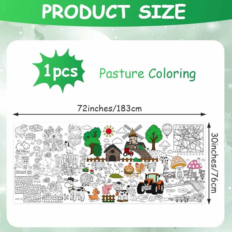 Farma Farbowanie Obrus, DIY Kids Party Obrus, Olbrzymi Kolorowanki Plakat dla Dzieci, Chłopcy Dziewczęta Prezent Urodzinowy, Rzemiosło Bazgroły Sztuka