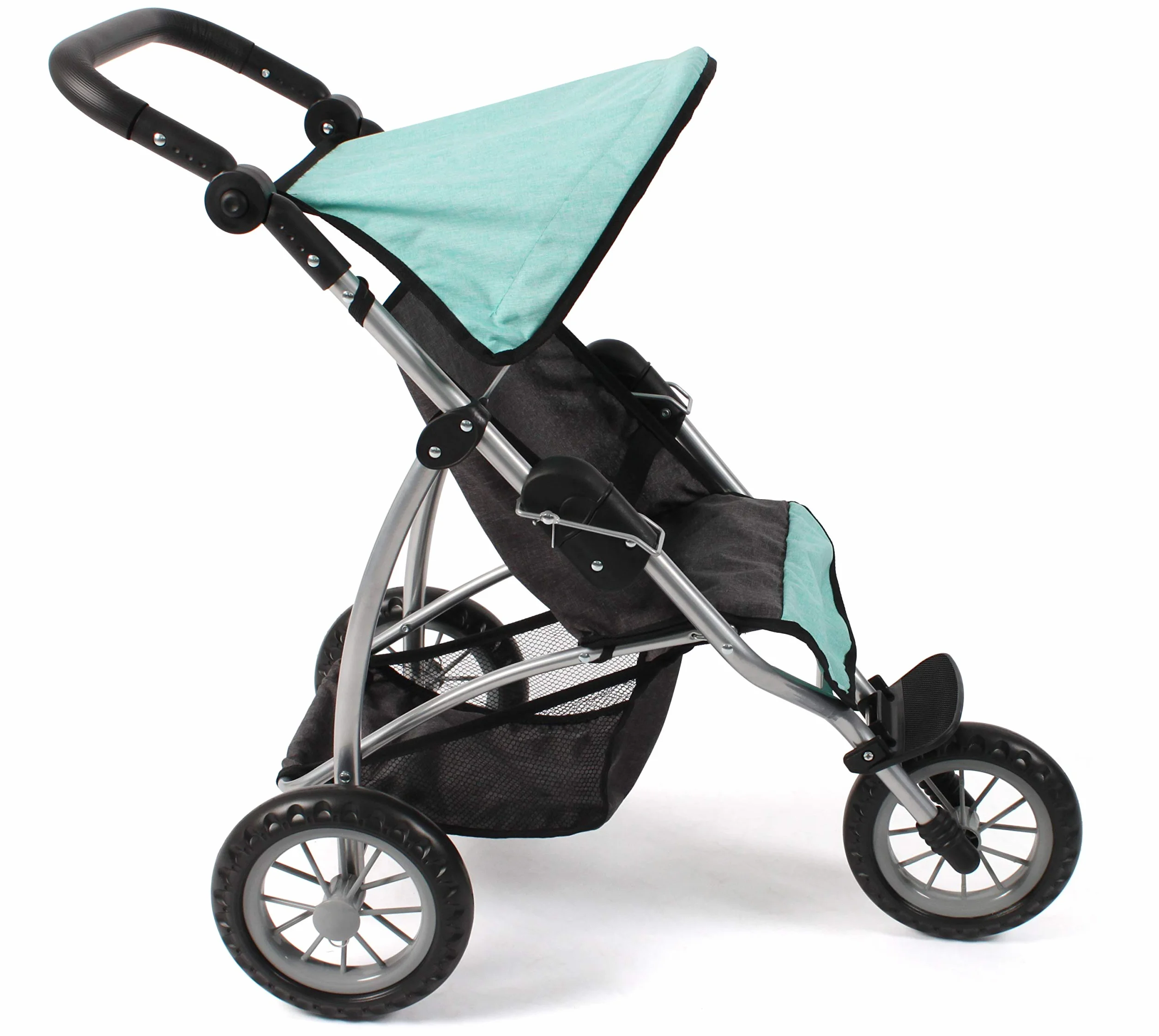 Bayer Chic 2000 - Wózek dla lalek Leon, jogging Buggy, dla dzieci w wieku od 4 do 8 lat, melanż, ciemnoszary, miętowy
