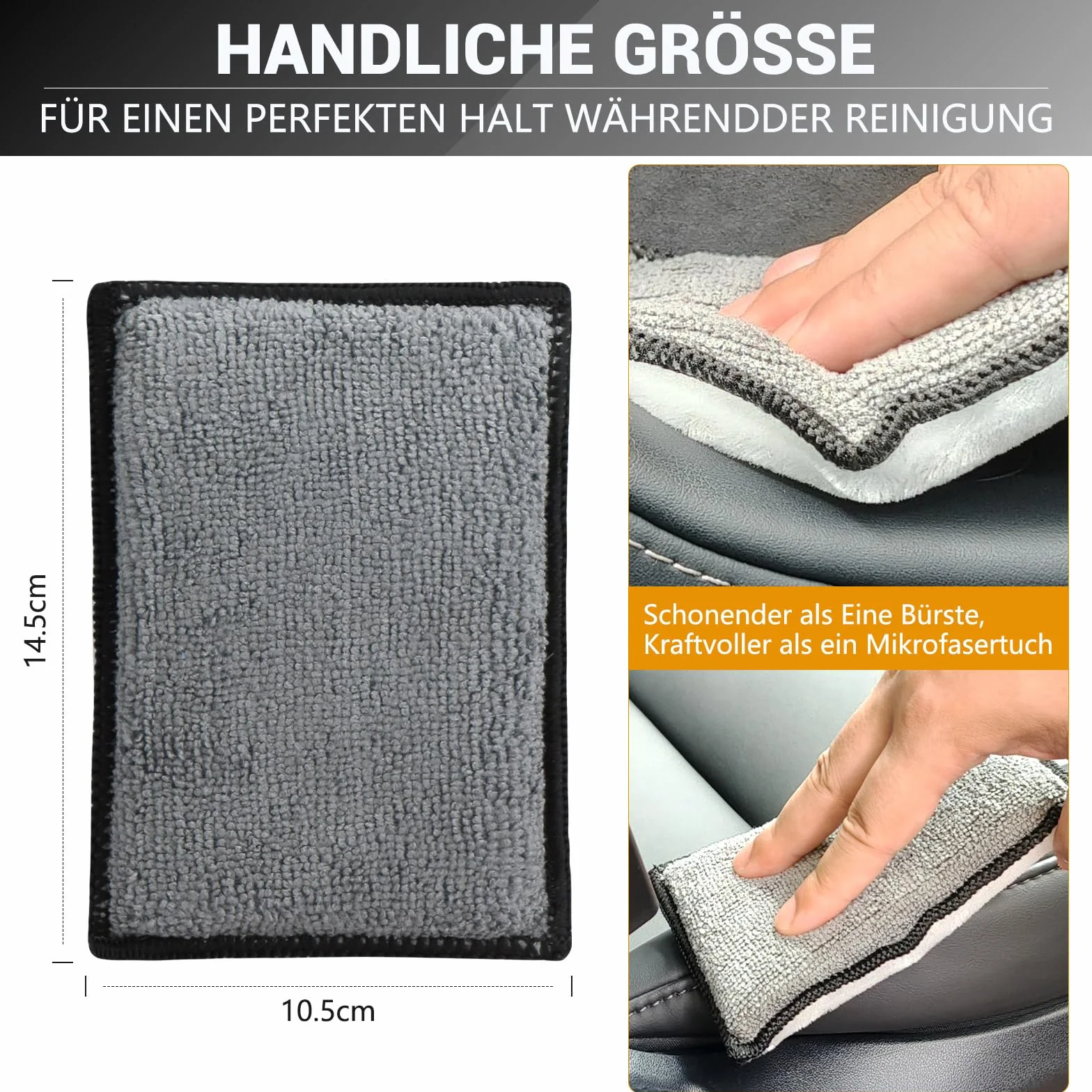 Zestaw podkładek do czyszczenia wnętrza samochodu, zawiera 3 gąbki do czyszczenia wnętrza samochodu, 15 x 10 cm, 1 ściereczka z mikrofibry – 30 x 30 cm, głębokie czyszczenie porów tapicerki, skóry