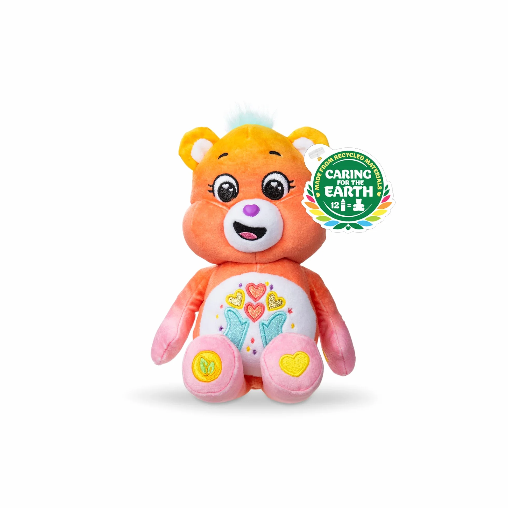 Care Bears - Basic Fun Thankful Heart Bear 22 cm plusz – błyszcząca plakietka w kształcie serca – miękka przytulanka dla dzieci i kolekcjonerów od 3 lat