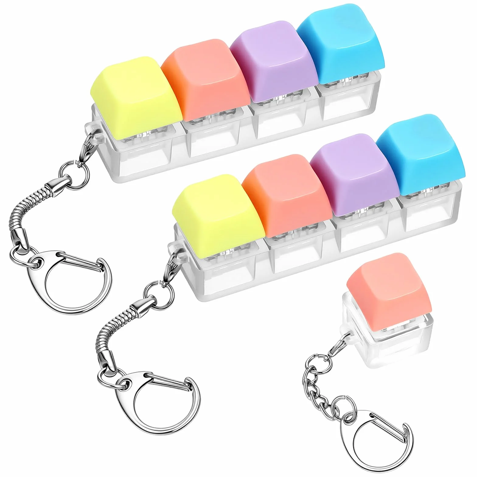 Qianyu Fidget, 3 sztuki, breloczek do kluczy, do radzenia sobie ze stresem, kolorowa nasadka na klawisze, głośna zabawka sensoryczna, zabawka dla dorosłych