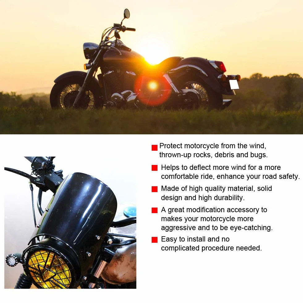 Aramox Przednia Szyba do Motocykli Owiewki ABS Czarne