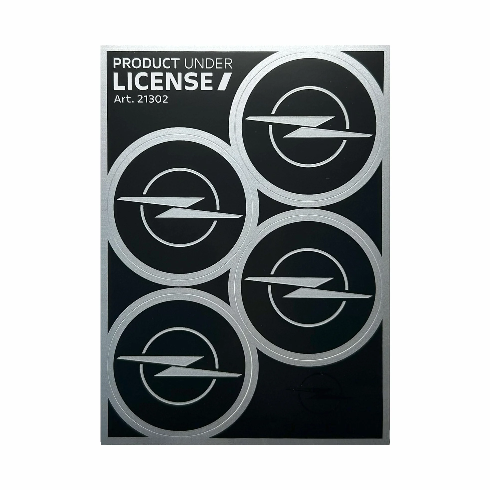 Zestaw naklejek na koła kompatybilny z Opel, średnica 4 logo 48 mm, licencjonowany produkt, 94 x 131 mm (czarny)