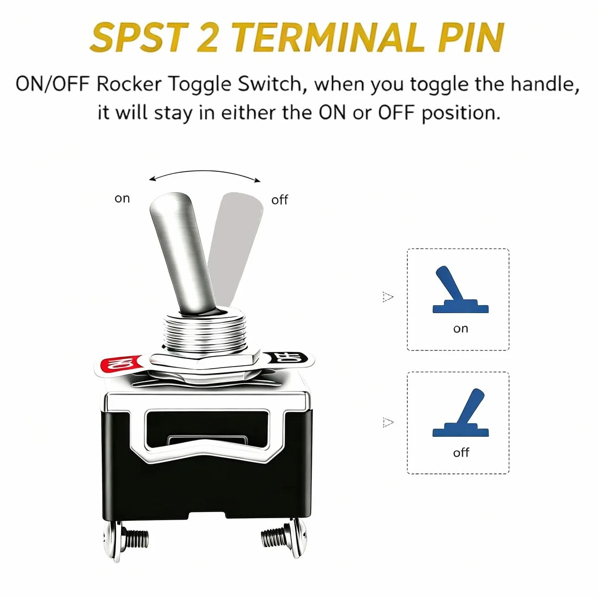 Gebildet Przełącznik dźwigienkowy 10A 12V DC SPST 2-pinowy Rocker Toggle 4 sztuki