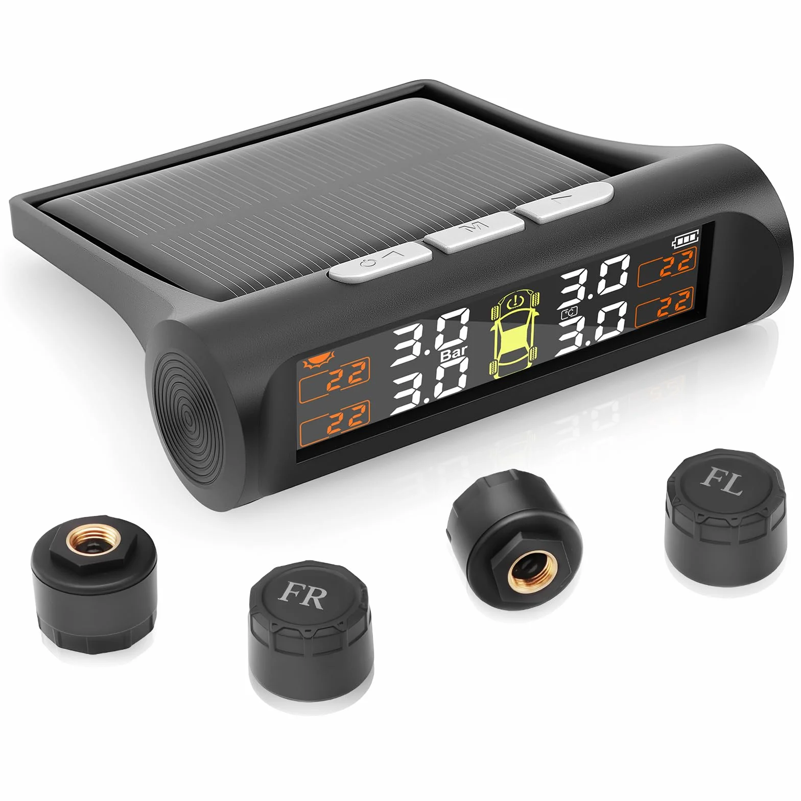 TPMS System monitorowania ciśnienia w oponach, ładowanie słoneczne USB, alerty temperatury, automatyczne włączanie wyłączanie
