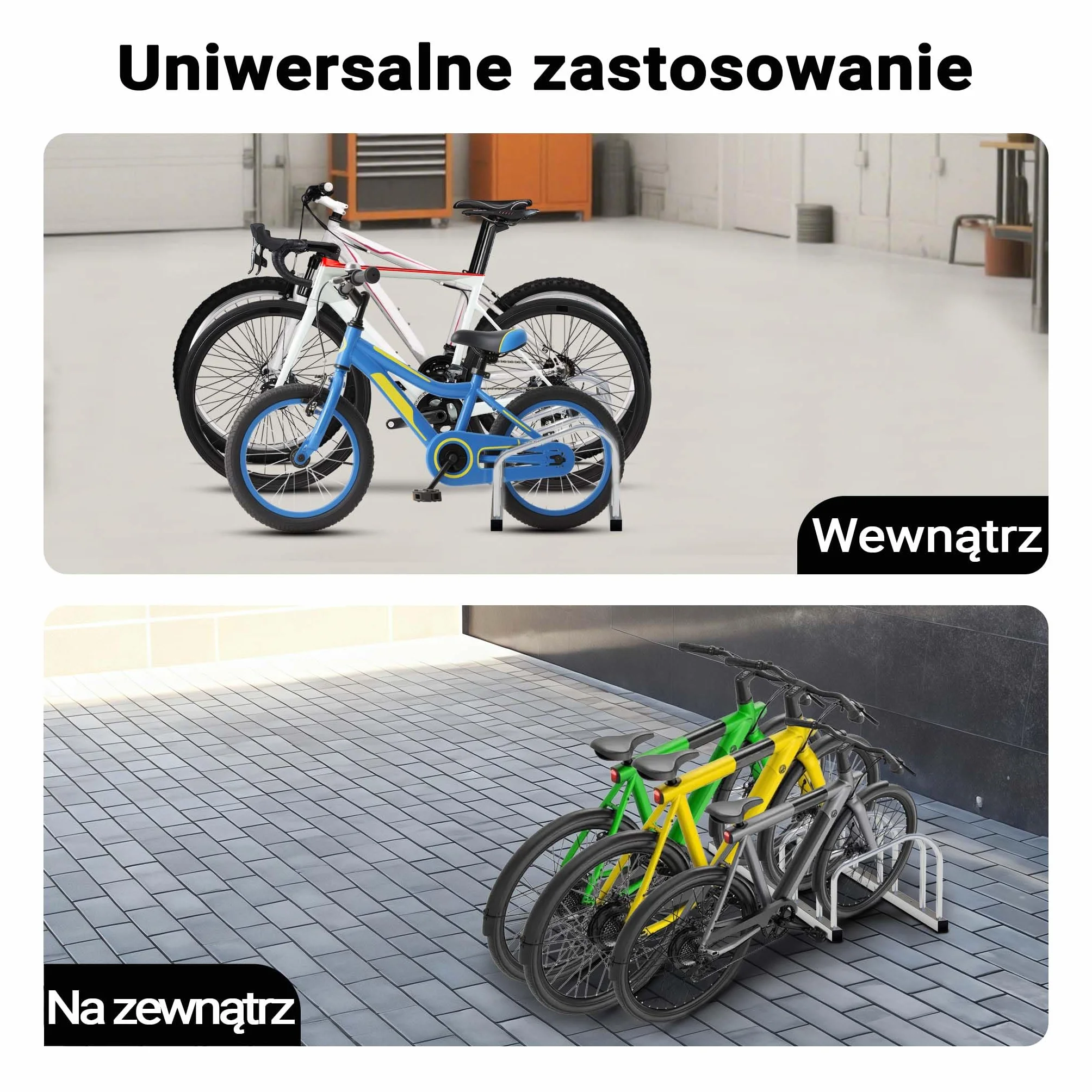 ‌Toboli Stojak rowerowy na 3 rowery uchwyt jednopoziomowy z ocynkowanej stali na podłogę i ścianę