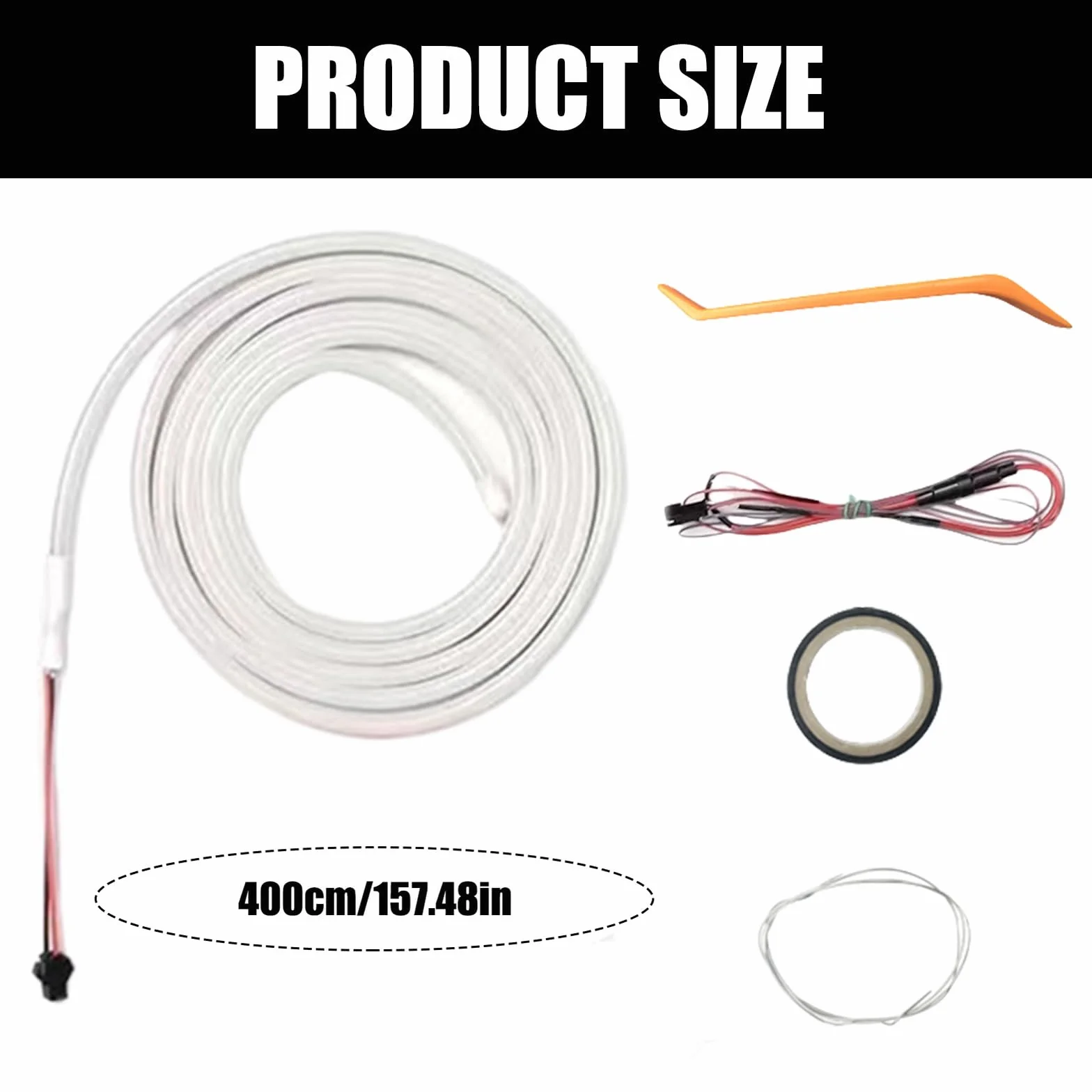 Listwa świetlna do bagażnika, 4 m, listwa świetlna LED do bagażnika, pełne koło, automatyczny czujnik do samochodu, bagażnika, do samochodu, bagażnika, 4 m