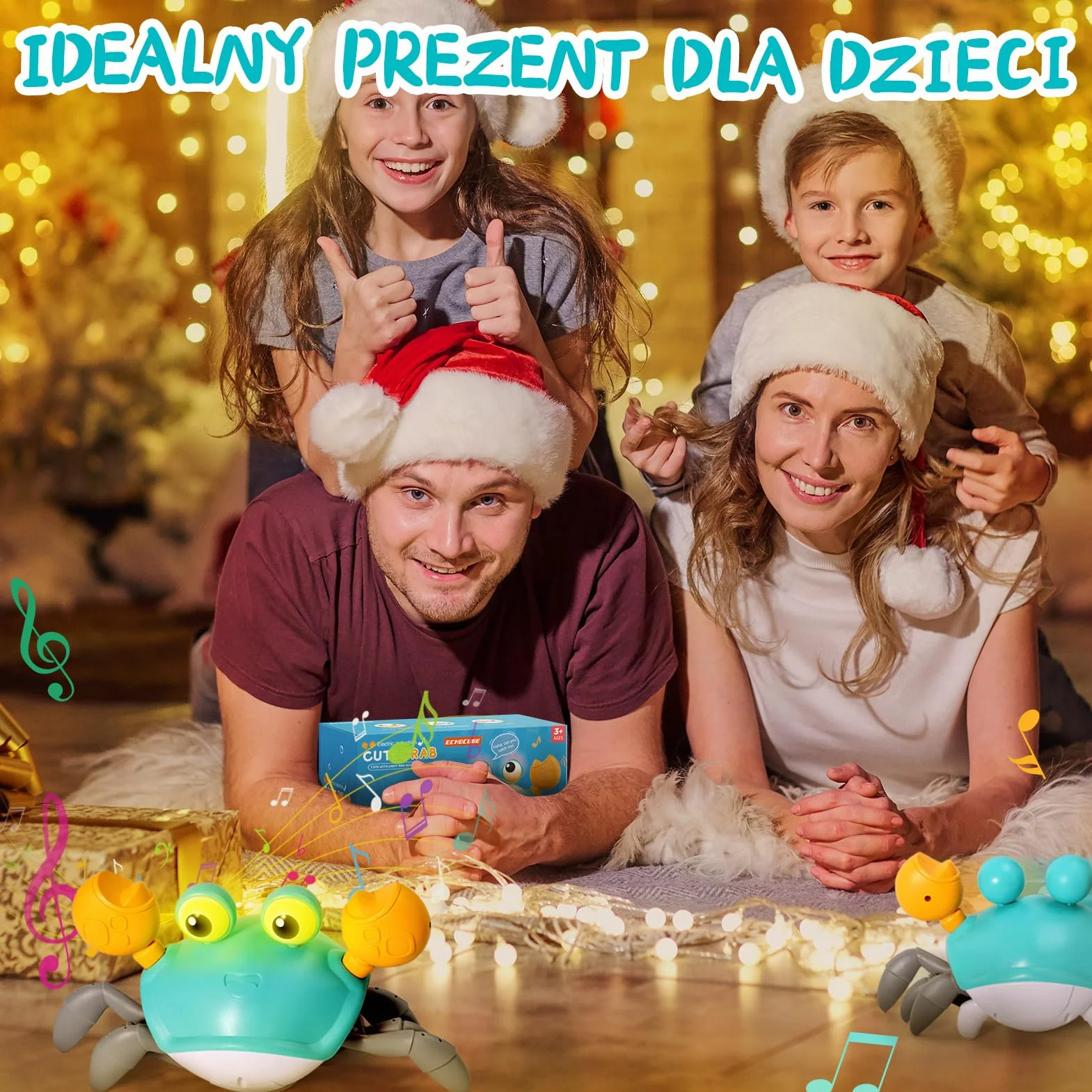 Zestaw zabawek pełzający krab, interaktywny chodzący krab sensoryczne zabawki dla maluchów, Muzyczny zestaw zabawek krabowych dla dzieci w wieku dla dzieci od 3 lat - Zielony