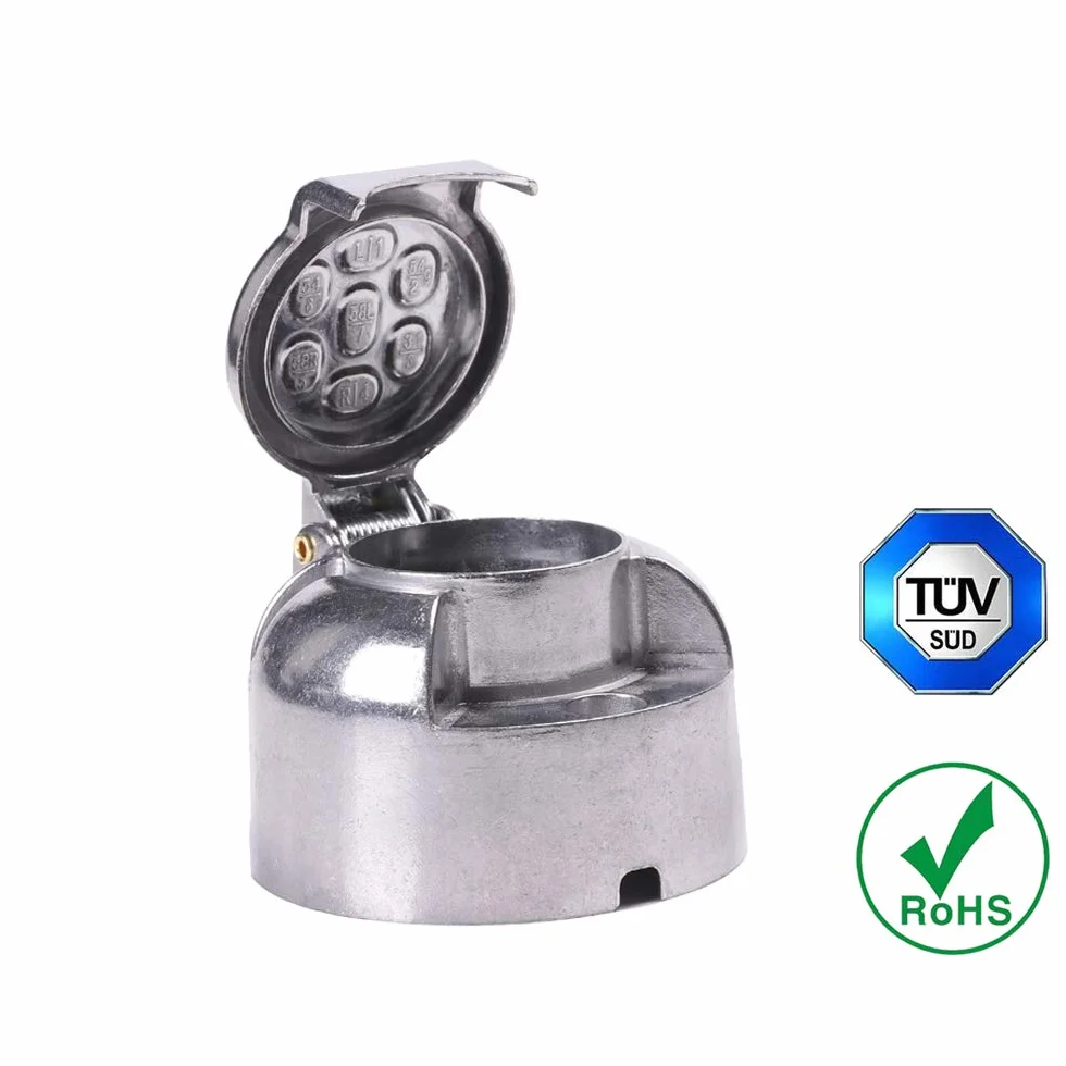 AOHEWEI 7-stykowy hak holowniczy Gniazdo przyczepy Metal Stop aluminium 7-kierunkowe światła samochodowe Złącza do łodzi RV Przyczepa kempingowa
