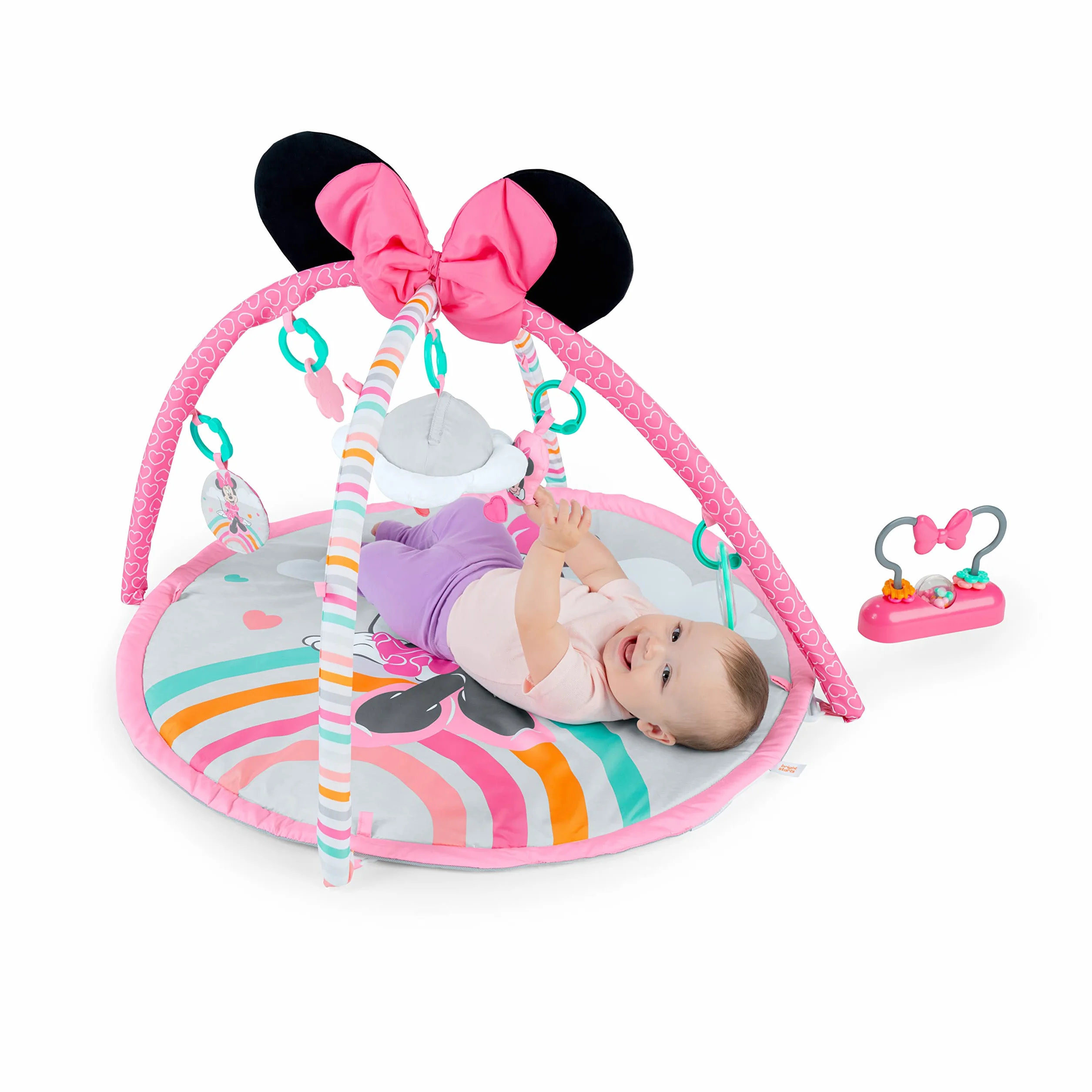 Bright Starts, Disney Baby MINNIE MOUSE Forever Besties z muzyką i światłami, róża, noworodki i nie tylko