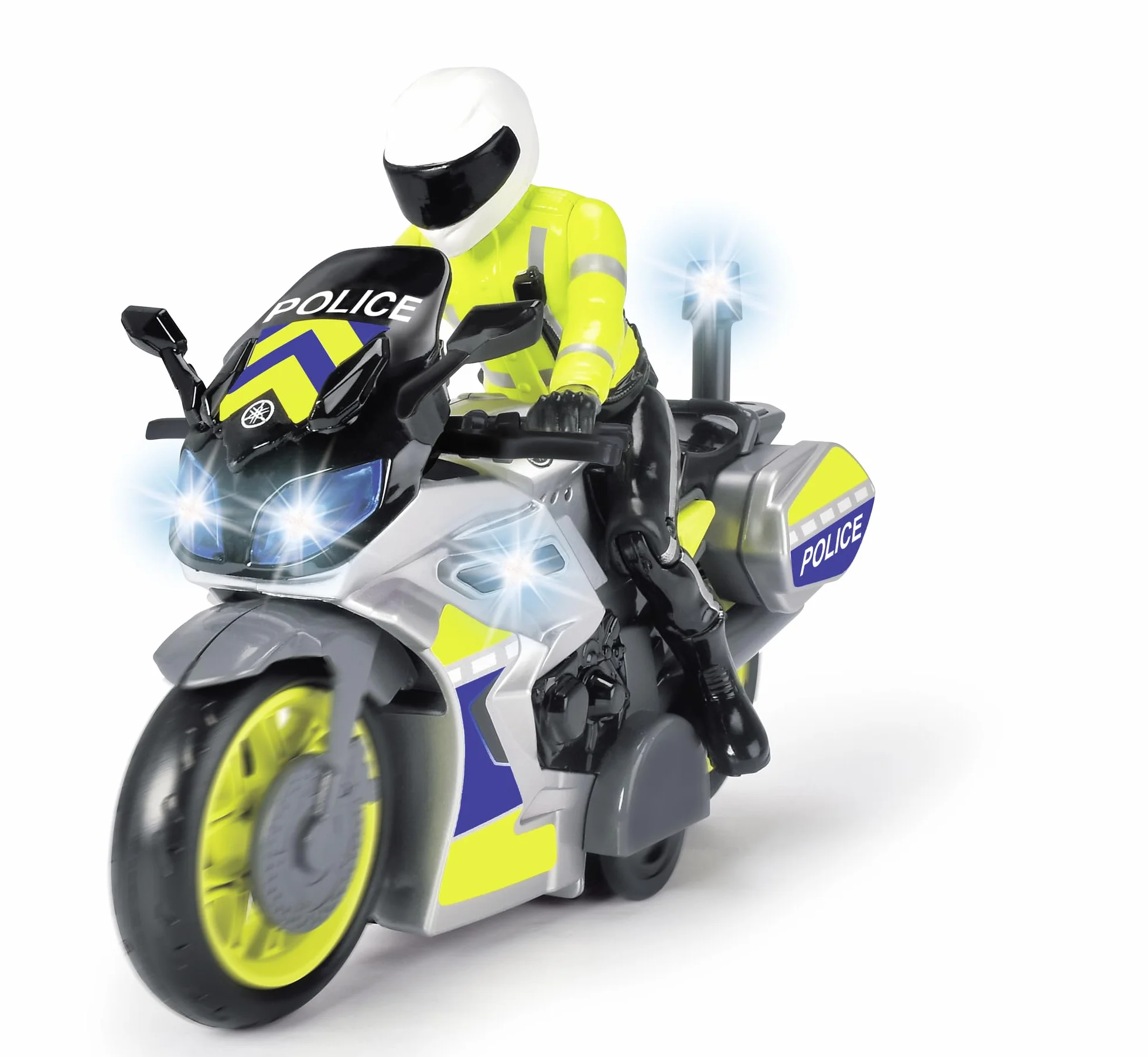 Dickie Toys Motocykl policyjny – zabawka motocyklowa z figurką policjanta, dla dzieci od 3 lat, z niebieskim światłem i syreną, wolnobieg, długość 17 cm