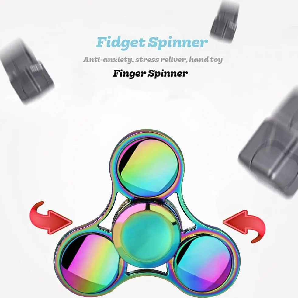 SCIONE Fidget spinner, z metalu, z łożyskiem ze stali nierdzewnej, 3–5 min, wysoka prędkość, dla dzieci, prezent na Wielkanoc (okrągły)