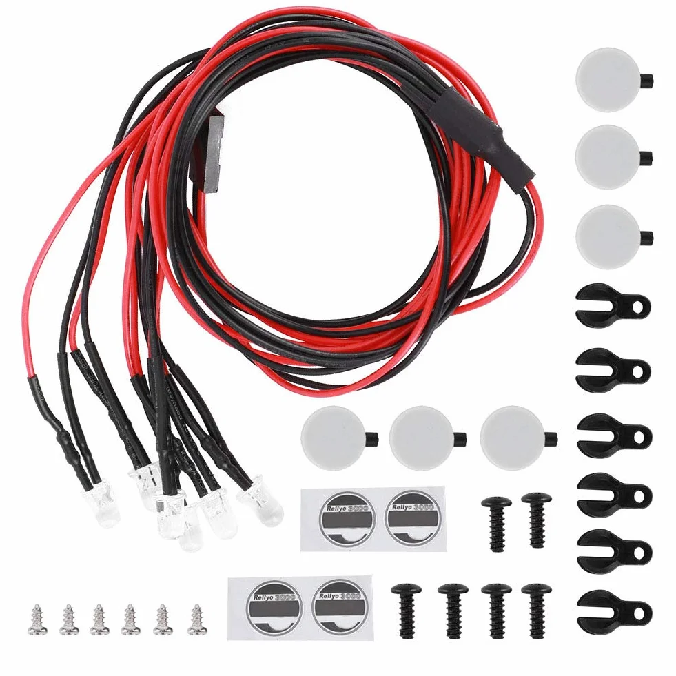 Światła dachowe RC, długowieczne zdalne sterowanie LED Crawler Oświetlenie bagażnika samochodowego RC Okrągły abażur Akcesoria Pasuje do Traxxas Trx4 / SCX10 II 90046 90047 1/10 RC Car (6LED)