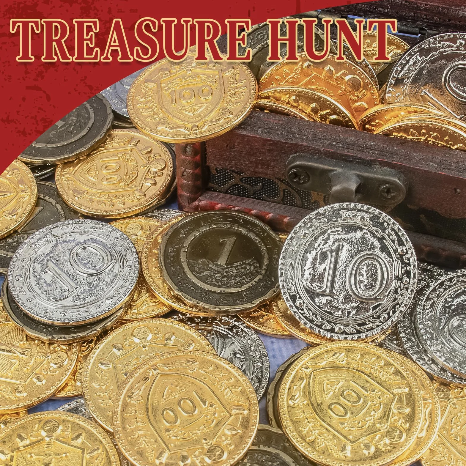 Byhoo 50 metalowych monet DND, 3 cm złote srebrne miedziane żetony o wartości nominalnej do gier planszowych i RPG stołowych, fantastyczne metalowe monety na piracką grę imprezę cosplay
