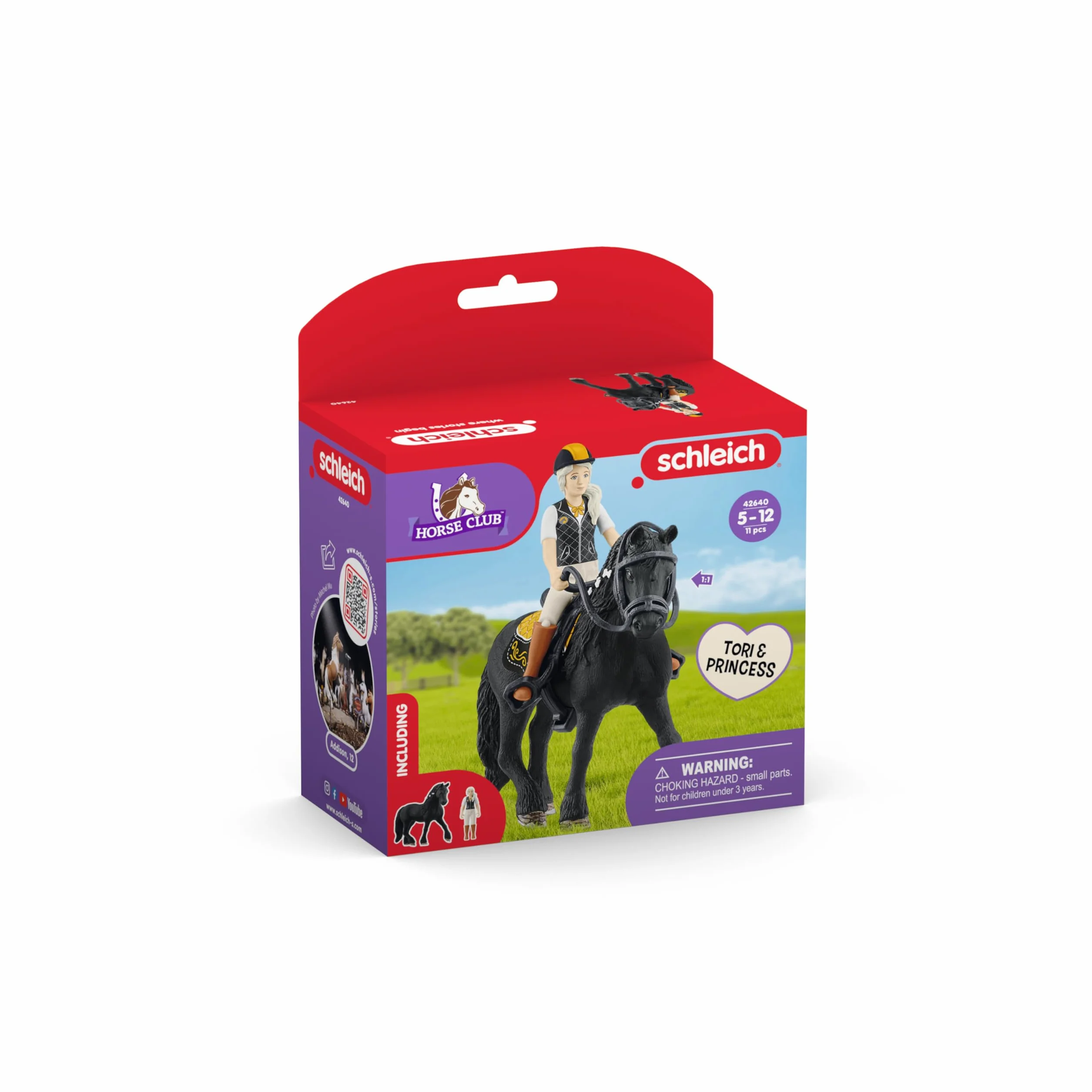 schleich HORSE CLUB | Tori & Princess 42640 | Ruchoma figurka dziewczynki z koniem, siodłem, uzdą & czaprakiem | Realistyczny zestaw jeździecki | Prezent dla dzieci | Zabawka od 5 lat | 11 elementów