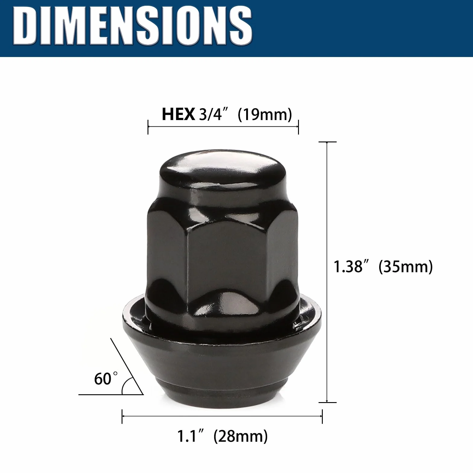 GAsuppply 20 x nakrętki do kół M12 x 1,5 ruchome śr. = 28 mm, stożek SW19 60°, śruby do tablic rejestracyjnych Volvo v40, nakrętki kół Ford (czarne)