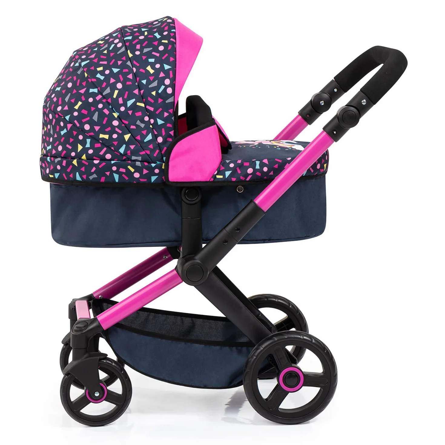 Bayer Design 17080AA Wózek dla lalek combi Xeo z torbą, regulacją wysokości, kolorowy, wróżka, Black, Pink, Fairy