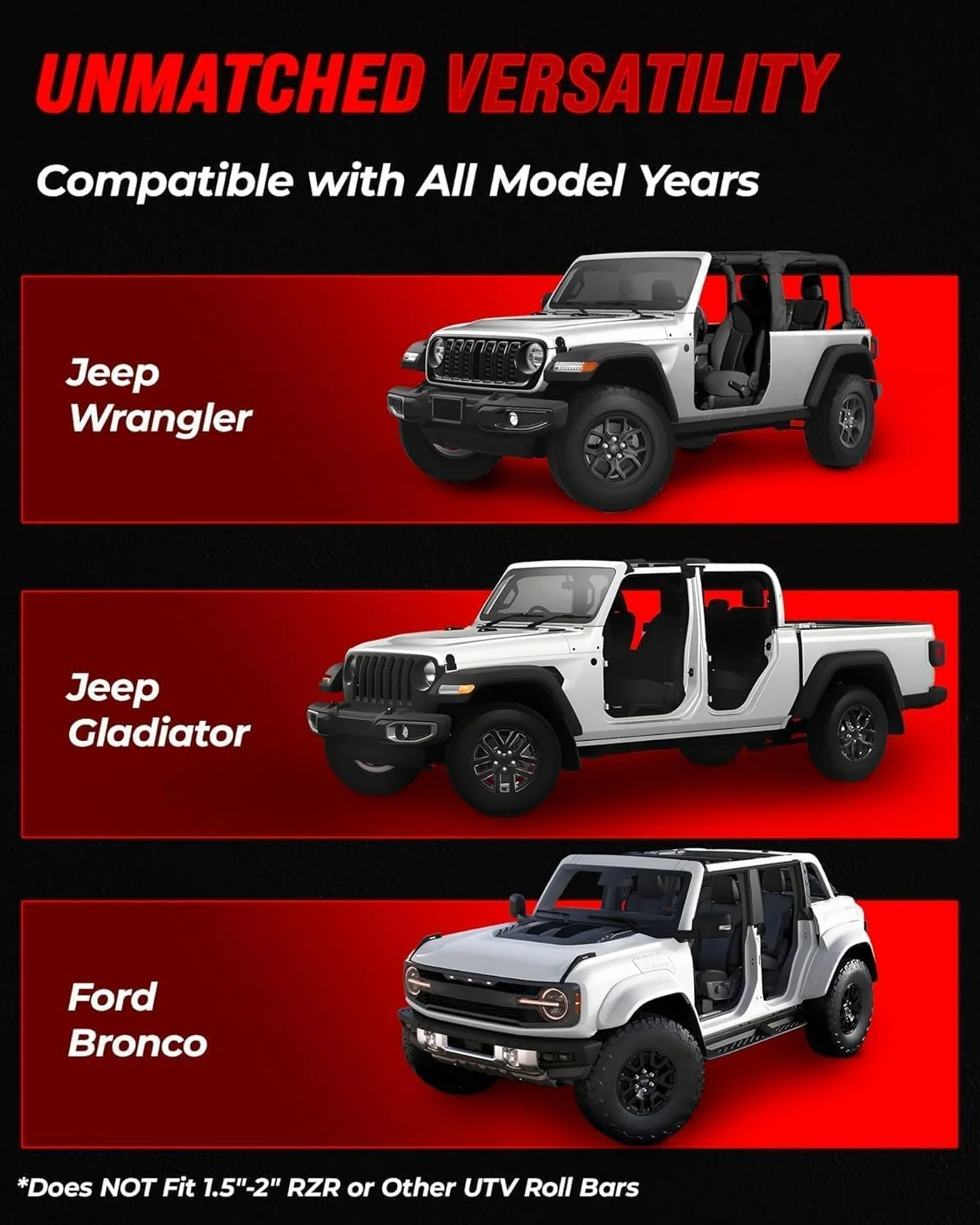 Badass Moto Czarny Drążek Prezentów Jeep Gladiator Wrangler 1965-2024 JK JKU TJ CJ JL