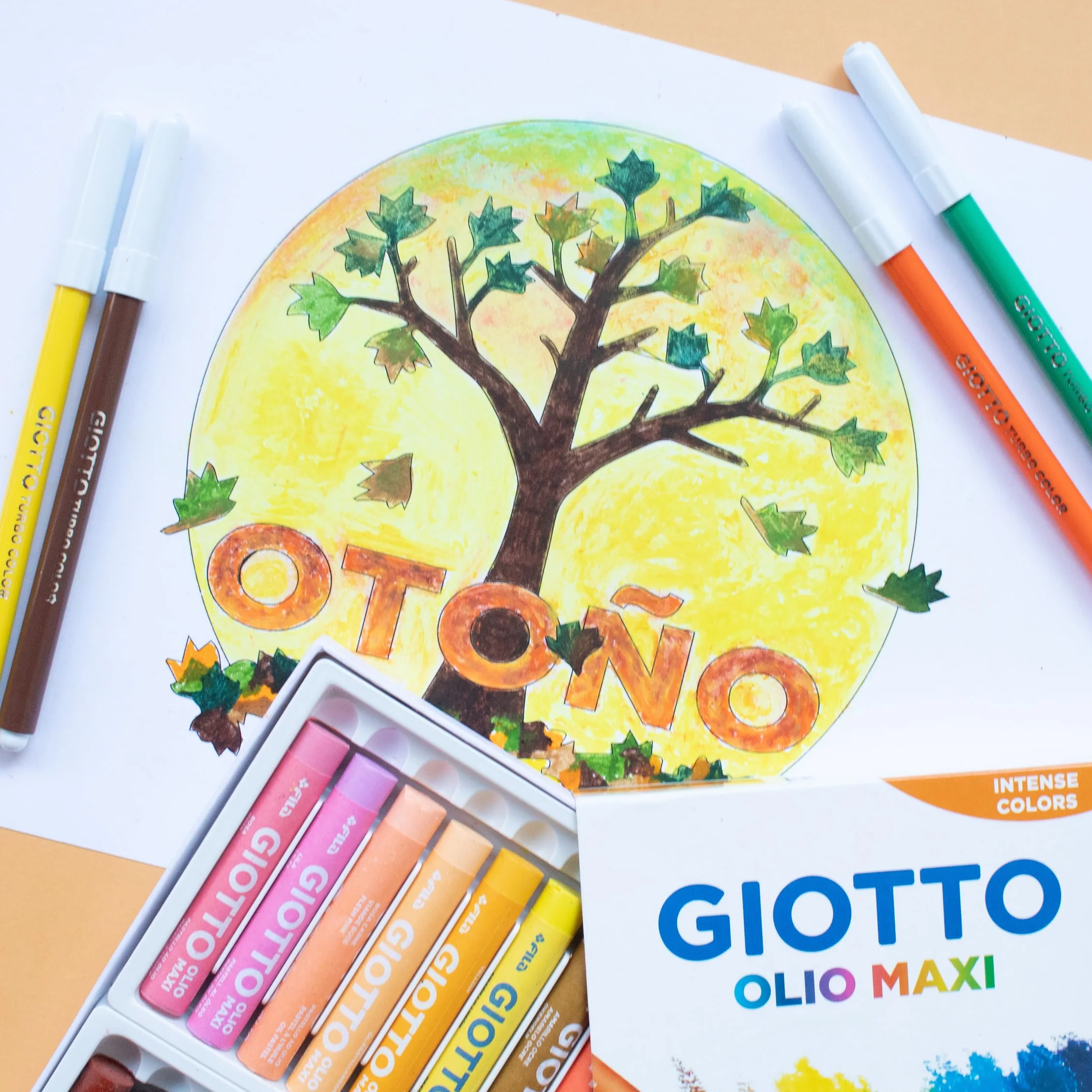 GIOTTO Olio Maxi zestaw pasteli olejnych dla dzieci, 48 różnych kolorów, duże pastele artystyczne, idealne do domu i szkoły