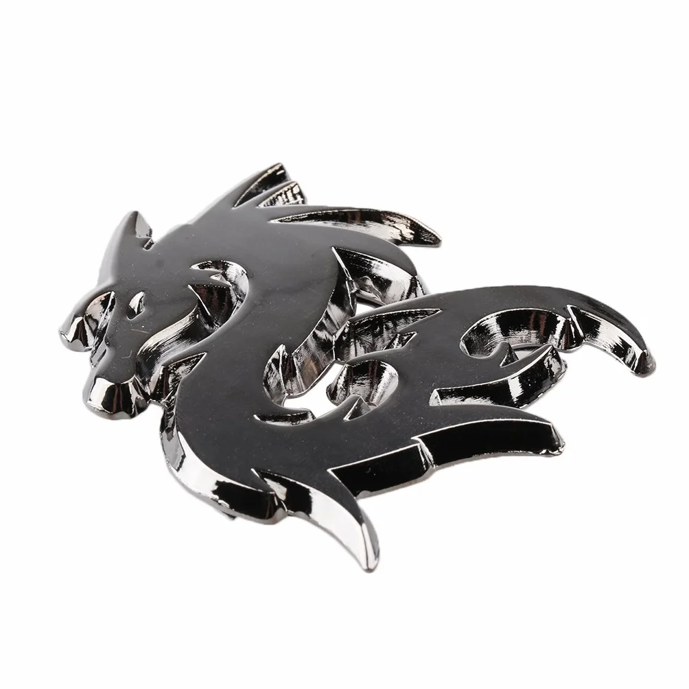 3D Naklejki Samochodowe I Ozdoby Motocyklowe Metalowy Emblemat, Smok, Srebrny