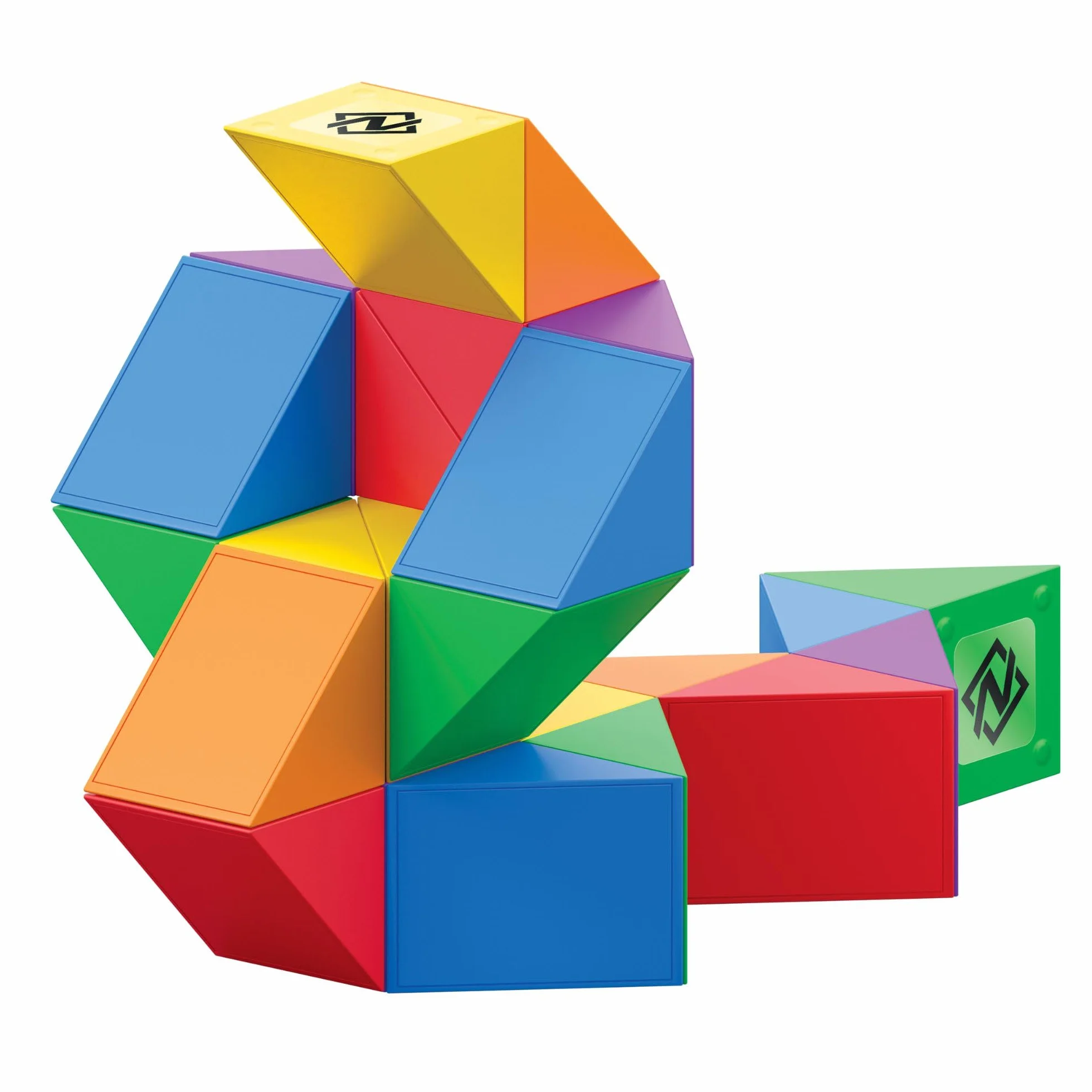 NEXCUBE Cobra - Oryginalna gra logiczna z tworzeniem kształtów - Gra dla dzieci od 6 lat - 24 kolorowe pryzmaty - tworzy ponad 100 różnych kształtów zwierząt lub przedmiotów - Gra logiczna