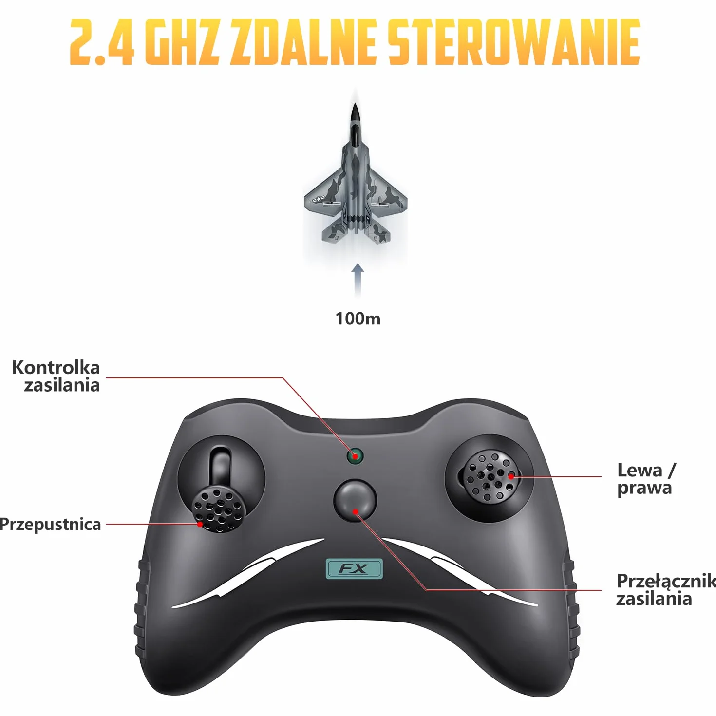 HAWK'S WORK 2-kanałowy Samolot RC, F-22 Samolot Gotowy do Lotu, Pilot 2.4GHz, Łatwy w Pilotażu Lotniowiec RC dla Dzieci i Początkujących