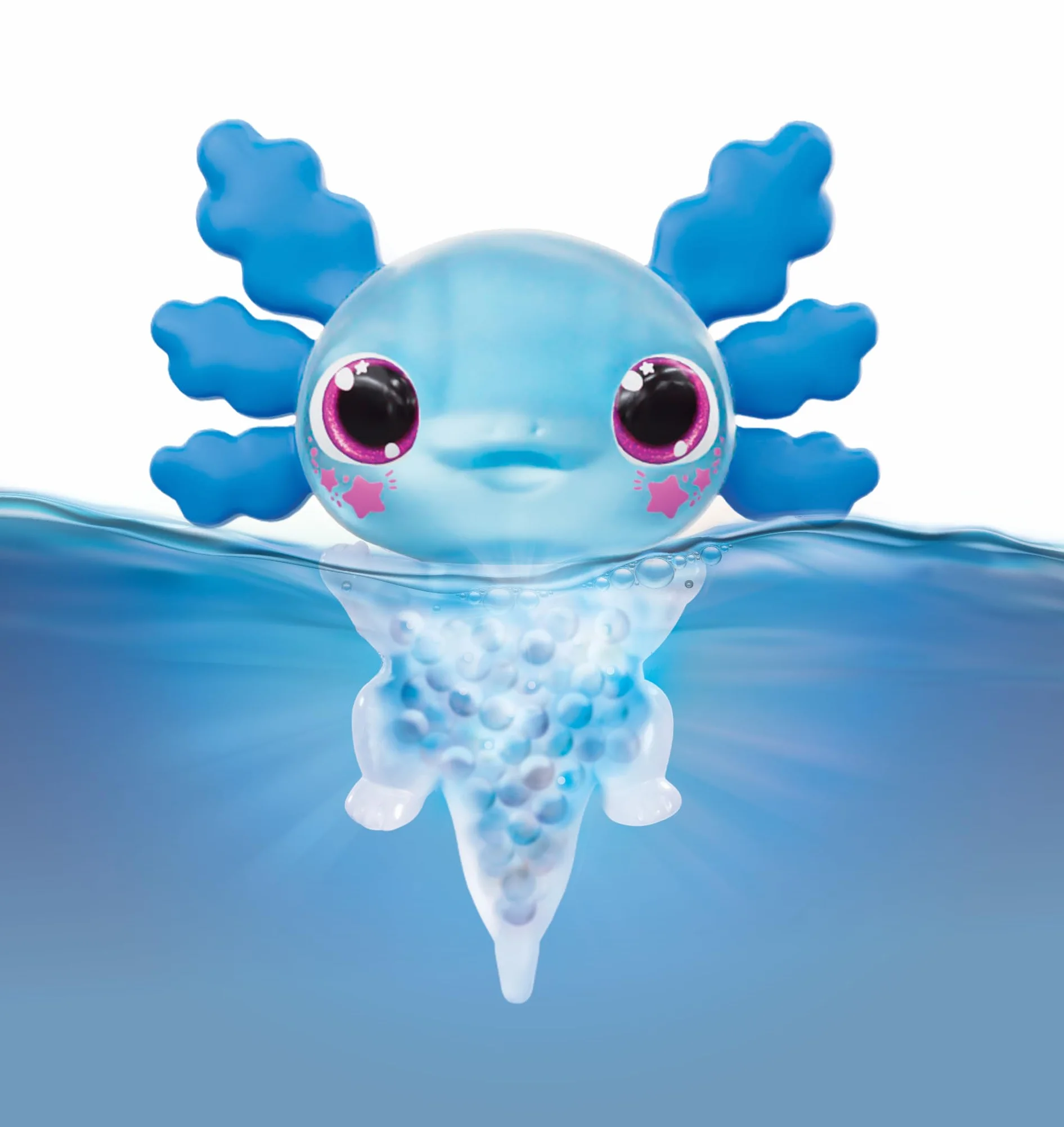 ANIMAGIC - Let's Glo Axolotl - Elektroniczny i świetlny zwierzak domowy - Niebieski - Dla dzieci od 4 lat - Gra sensoryczna i wrażenia dotykowe - Rozciągliwy korpus - Pływa i świeci w wodzie
