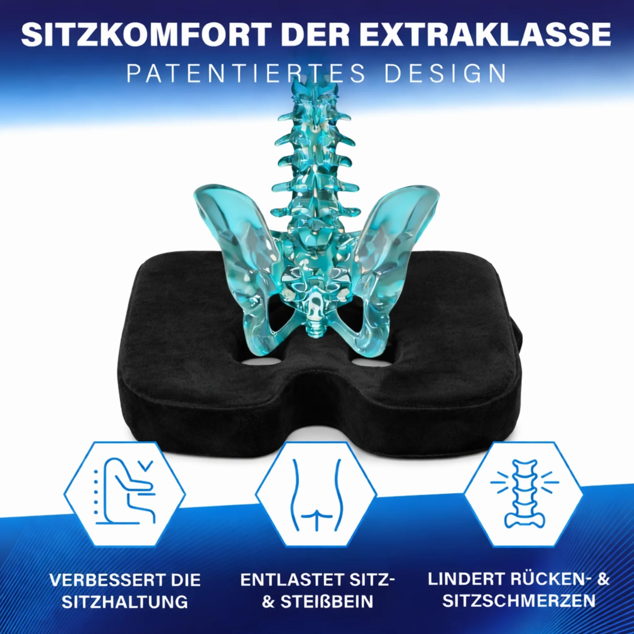 Healthfix® Poduszka na fotel samochodowy dla dorosłych | Podwyższenie siedziska kierowcy z pianki z pamięcią kształtu | Ergonomiczna poduszka klinowa do samochodu i komfortu jazdy
