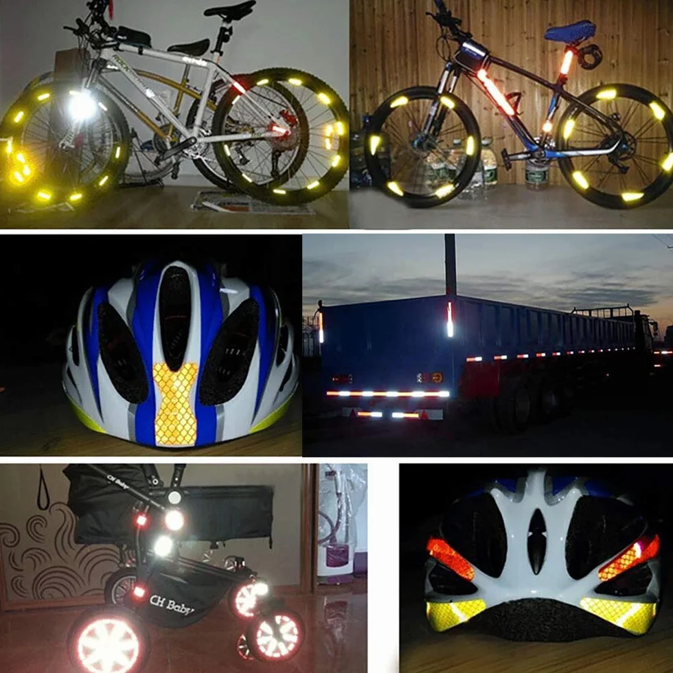 Taśma odblaskowa, YMWALK 2 szt. 5 cm × 3 metry taśma odblaskowa samoprzylepna naklejka wysoka widoczność dla pojazdów samochodów przyczep samochodów motocykli kaski - białe i czerwone