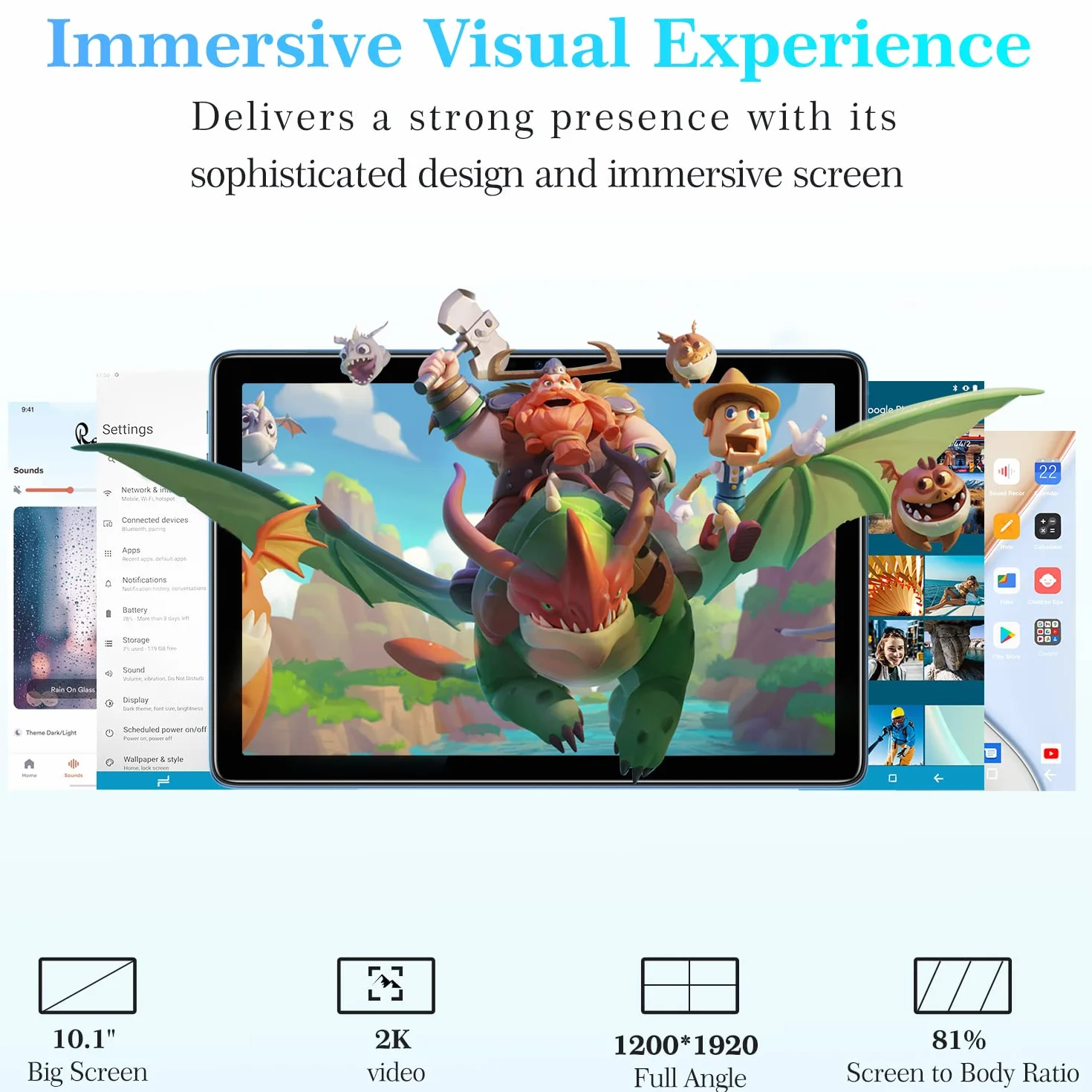Tablet 10,1 cala, tablet 15 GB RAM 128 GB ROM (1 TB rozszerzany), Android 12 5G + 2,4G WiFi |13 MP + 8 MP | Ekran HD IPS |8300mAh | Bluetooth 5.1| Niebieski długopis dotykowy