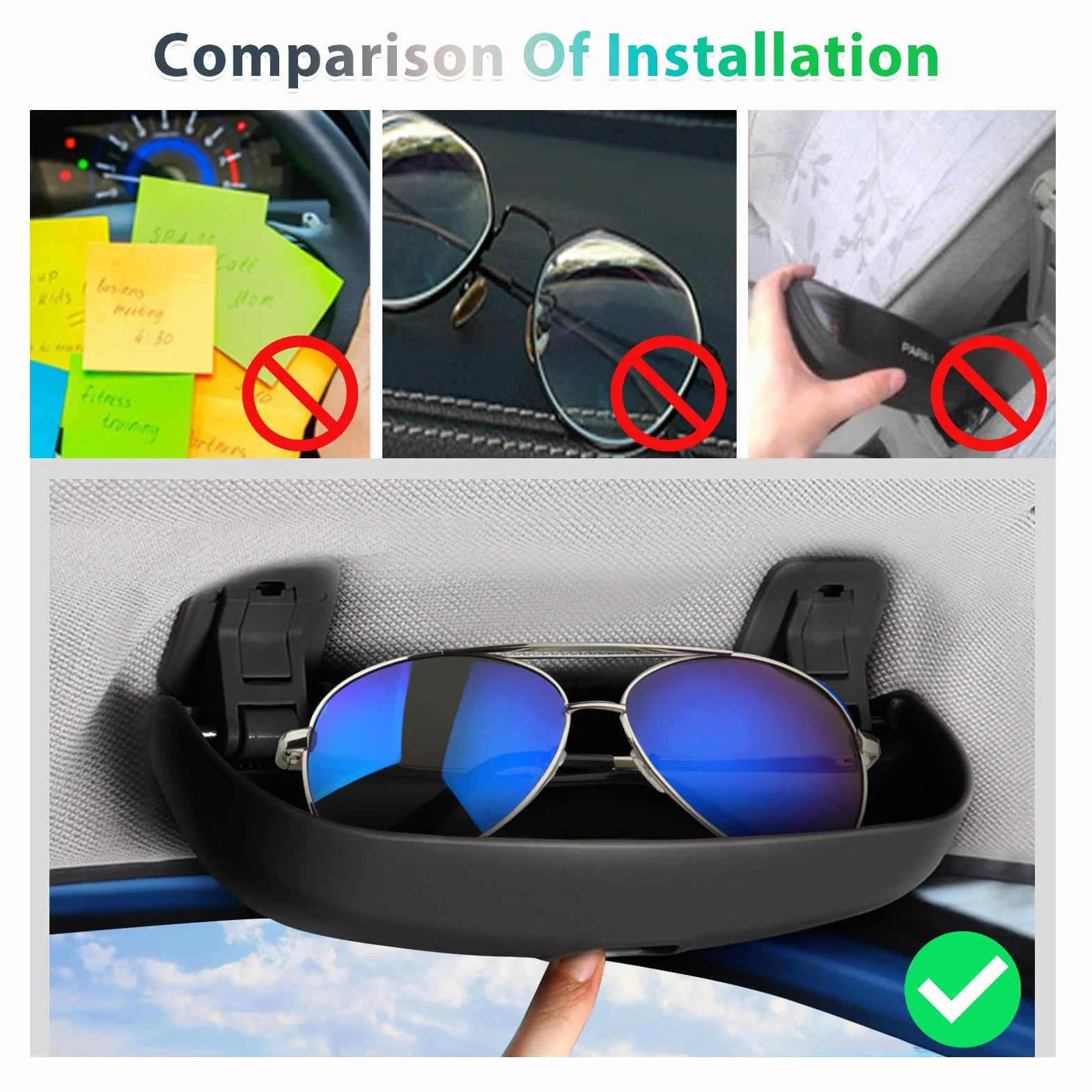 GAFAT Kompatybilny z Ford Puma MK2 ST Line X 2020-2024 2025 Uchwyt na okulary przeciwsłoneczne Etui na okulary Samochód, Puma 2024 Pudełko do przechowywania Organizer, Akcesoria Puma (Czarny-2CM