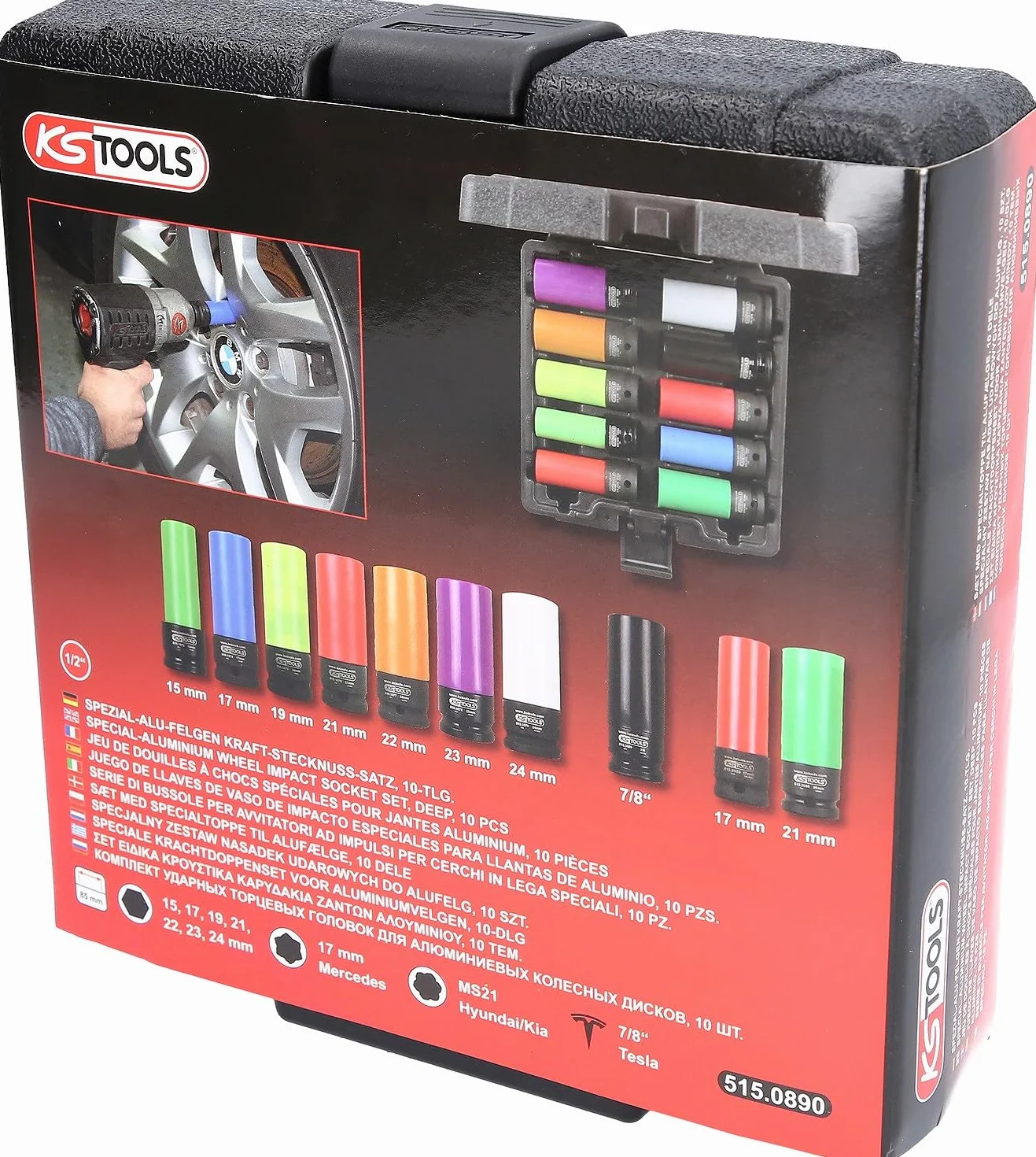 KS Tools 1/2" Specjalny zestaw nasadek udarowych do alufelg, 10 szt.