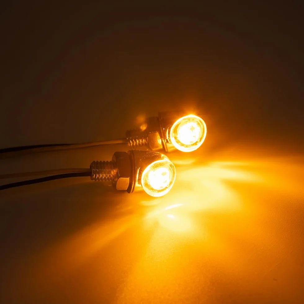 Mini LED Motocykl Kierunkowskazy Światła Boczne Marker 12V 8mm Śruba Srebrny