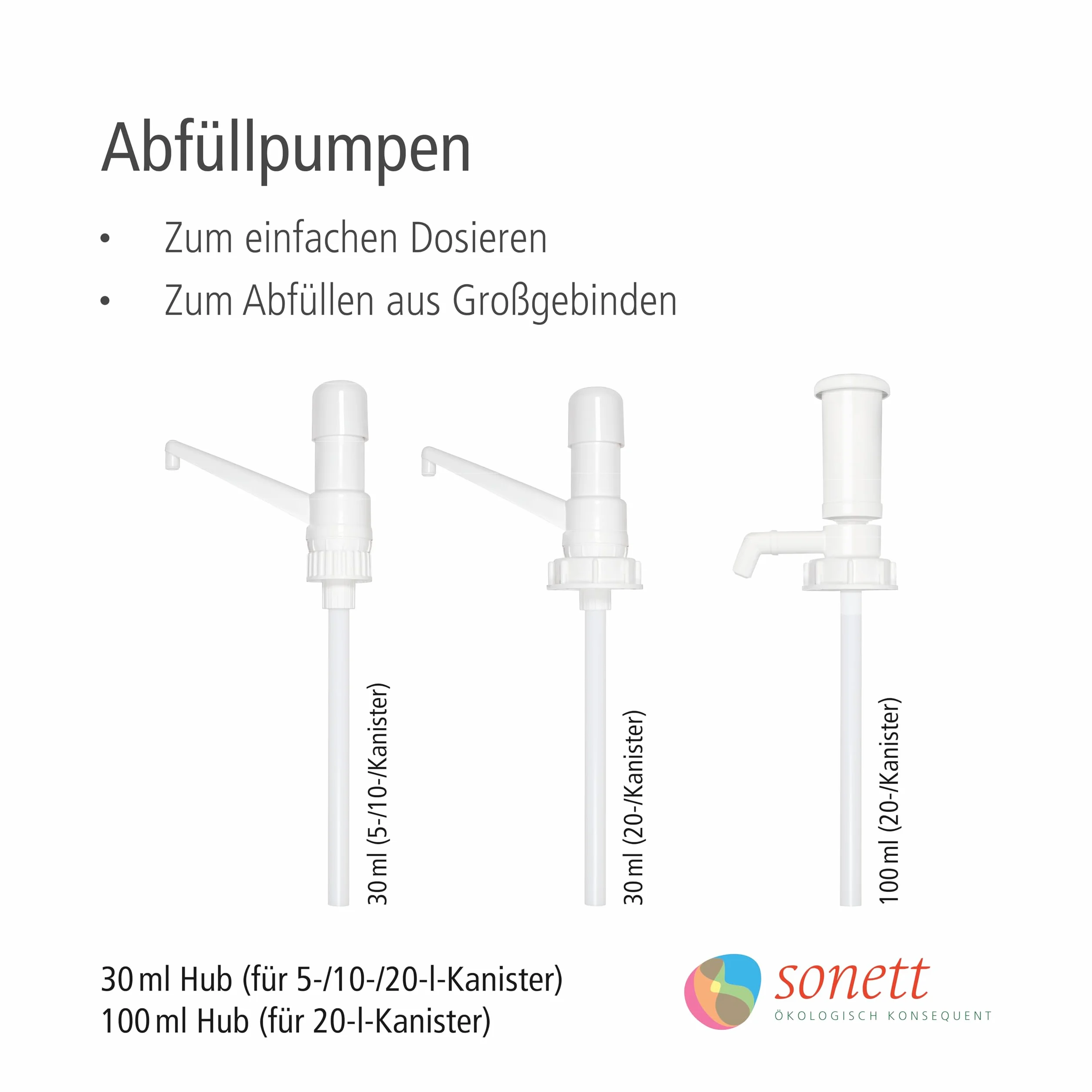 Sonett Pompa do napełniania kanistra 5 l/10 l, skok 30 ml, 110 g