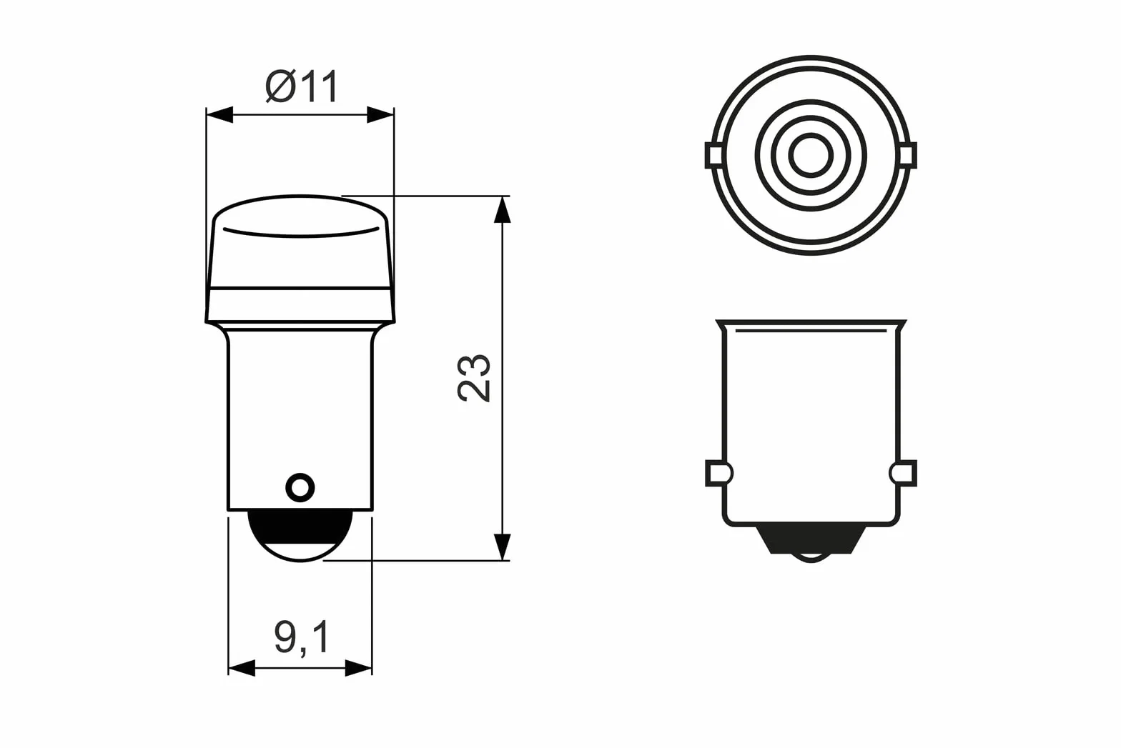 Bosch -T4W LED Retrofit Lampy samochodowe - 6 000 K 12 V 1 W BA9s - Lampy x2